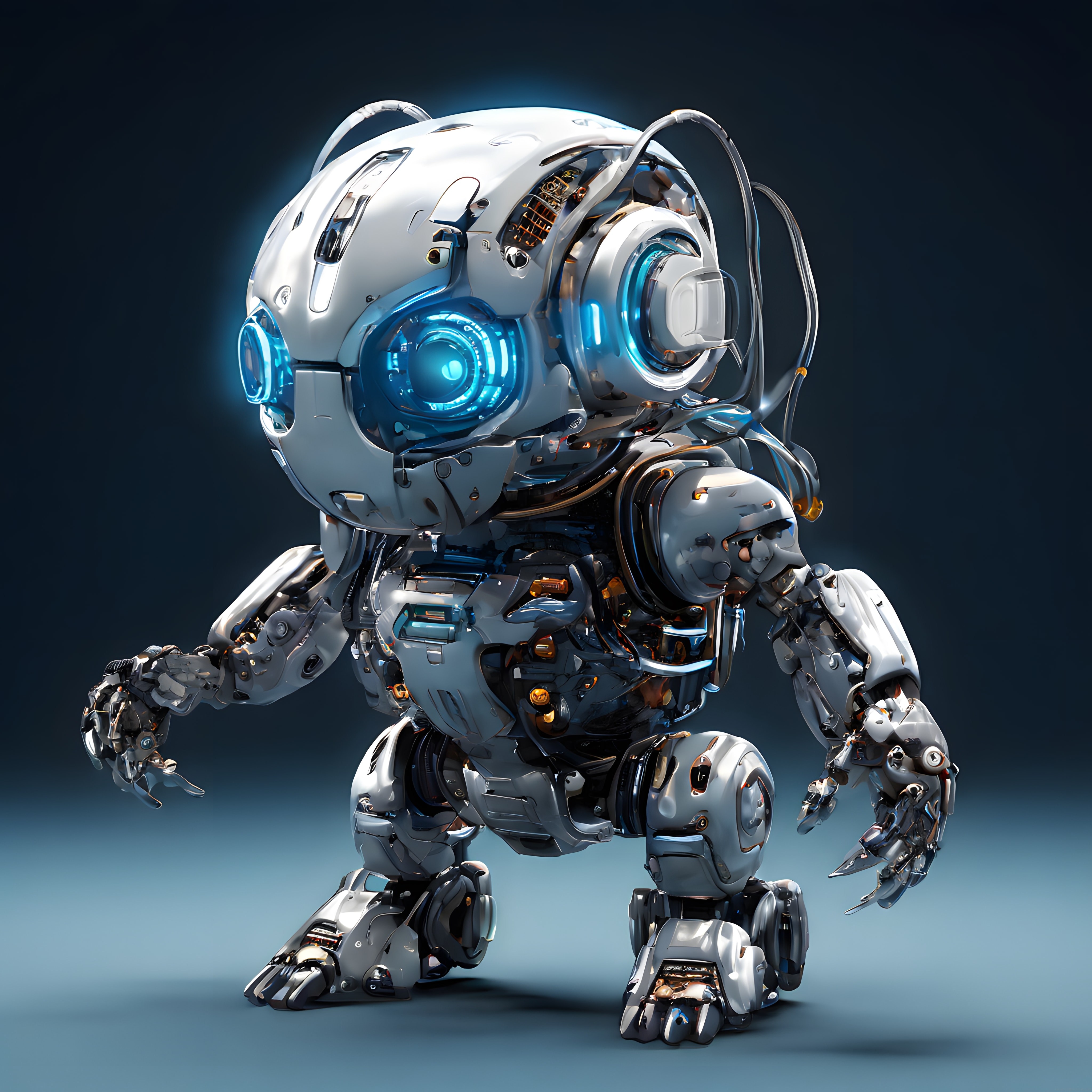 Geleceğin sevimli kahramanı mavi ışıklarla donatılmış robot