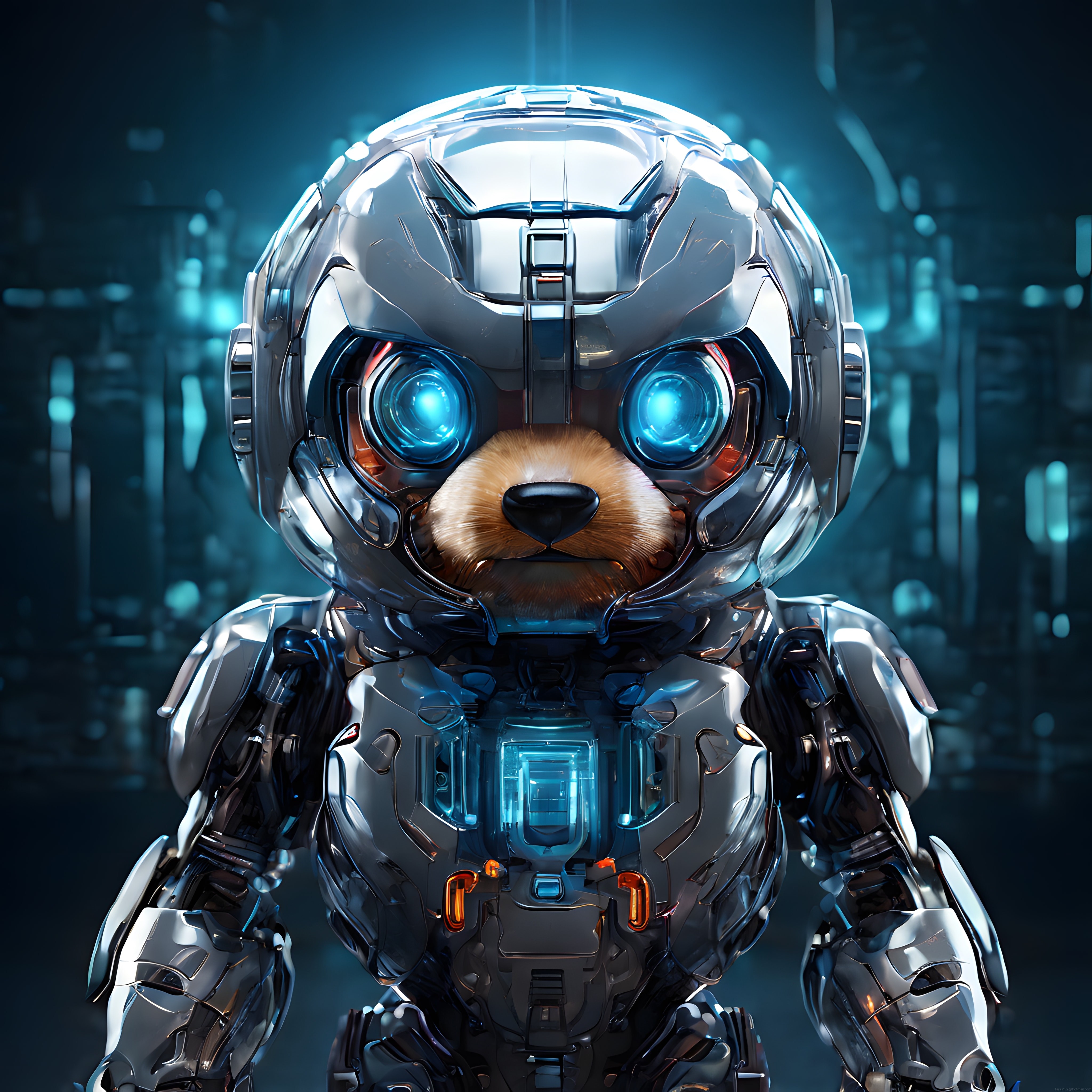 Geleceğin Teknolojik Kahramanı: Metal Zırhlı Robot Köpek Karakteri Portresi