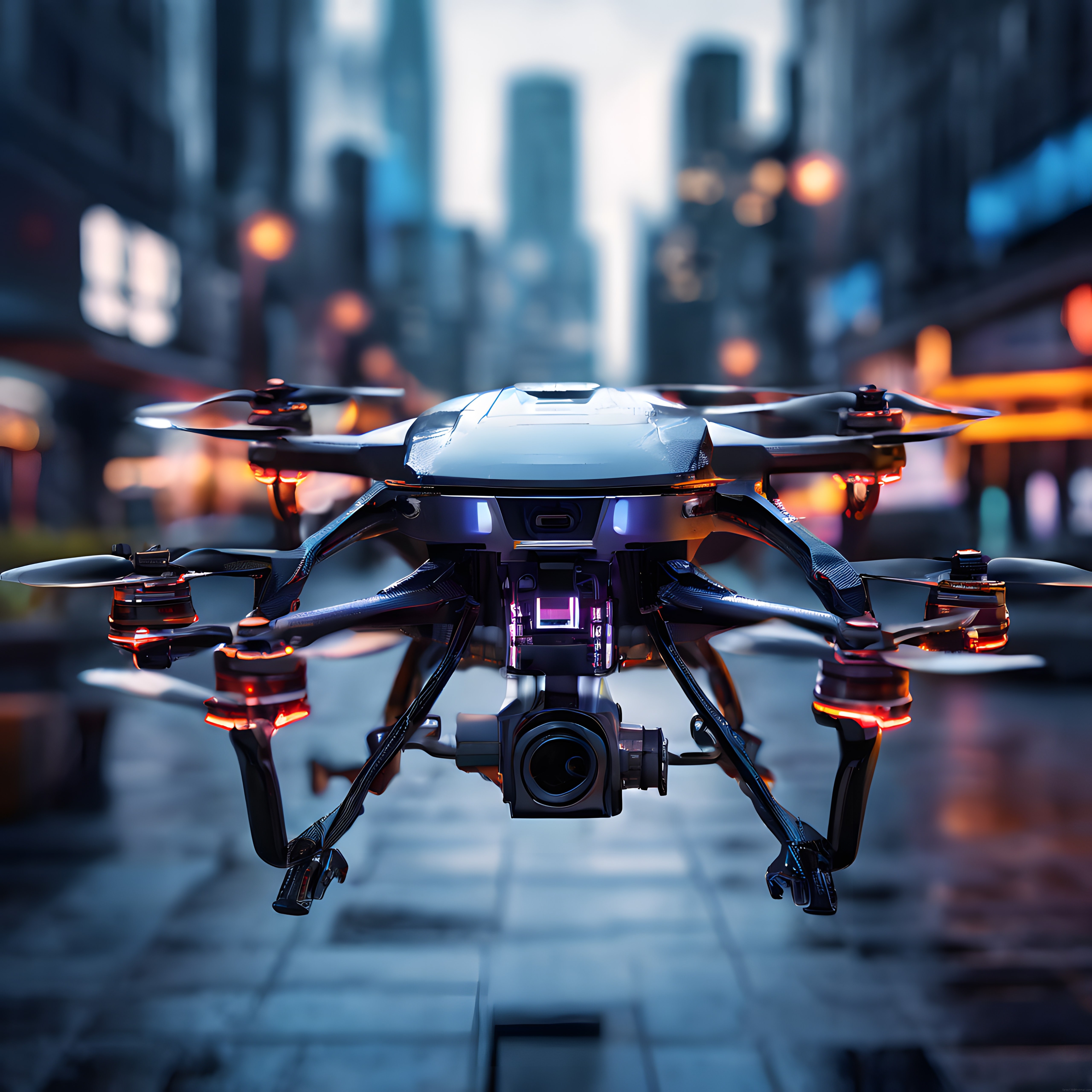Geleceğin Teknolojisi: Gece Vakti Şehir Üzerinde Uçan Profesyonel Drone