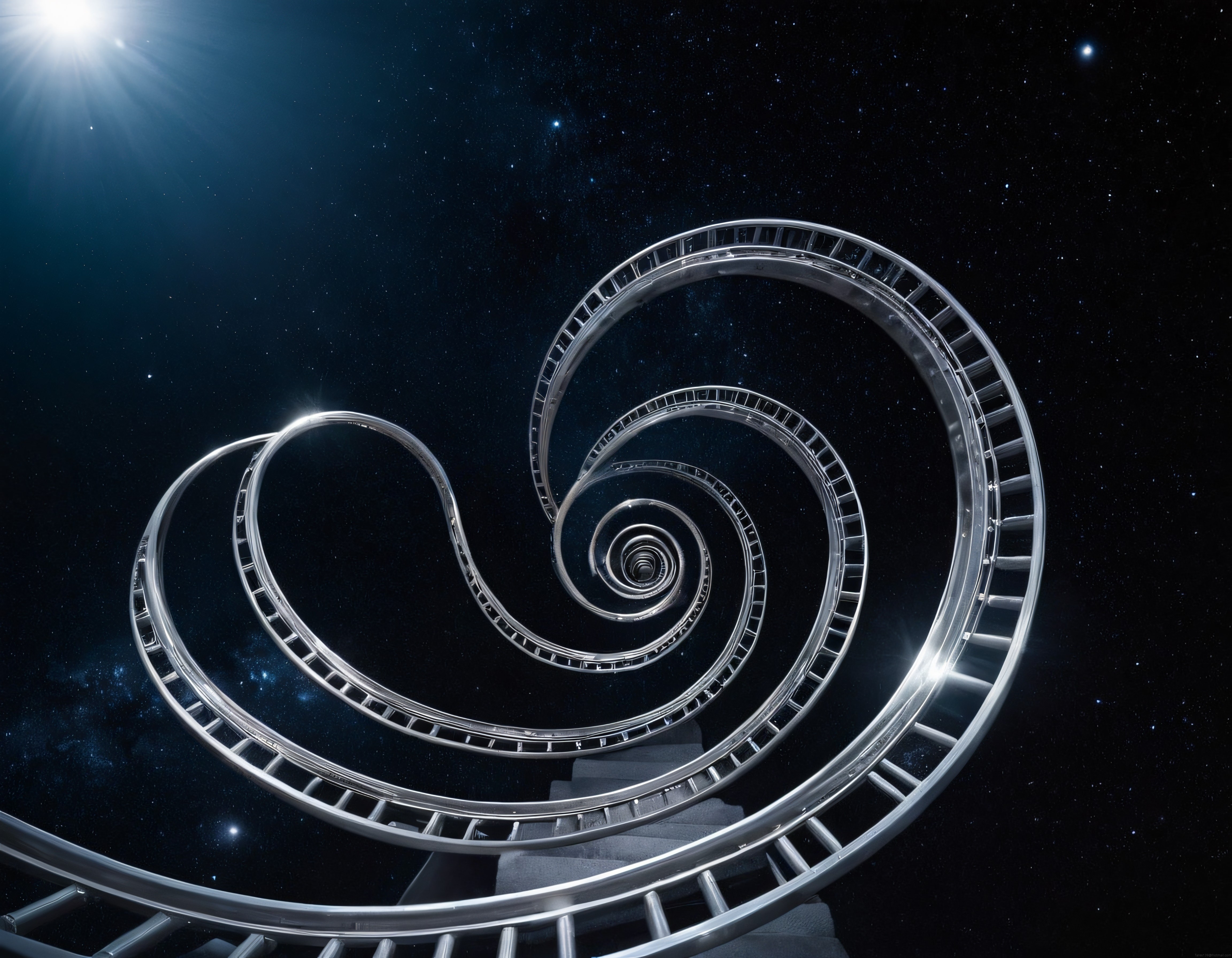 Geleceğin Uzay Mimarisi: Sonsuzluğa Doğru Uzanan Spiral Metal Yapı