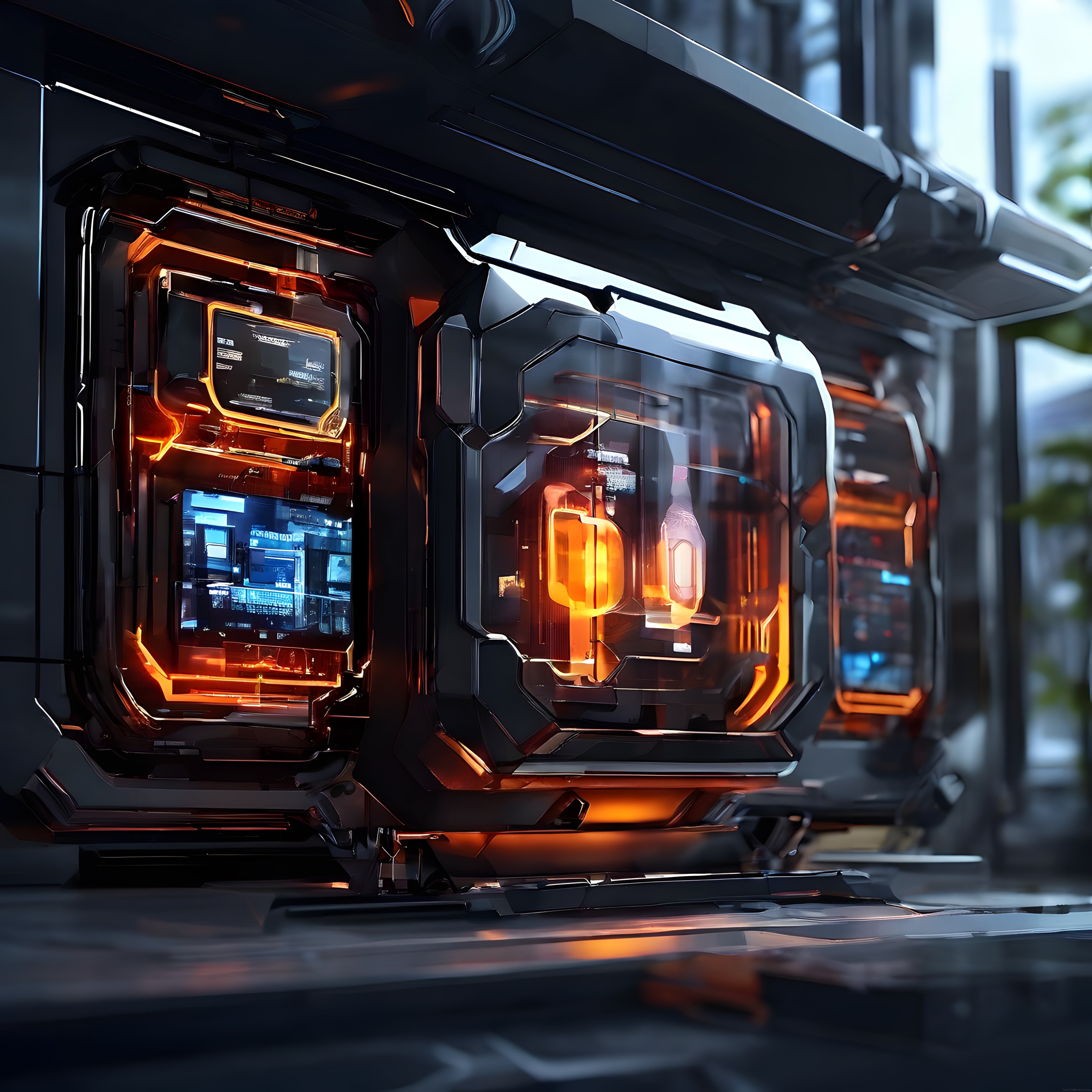 Geleceğin Yüksek Performanslı Bilgisayar Kasası: Turuncu Işıklı Cyberpunk İstasyon