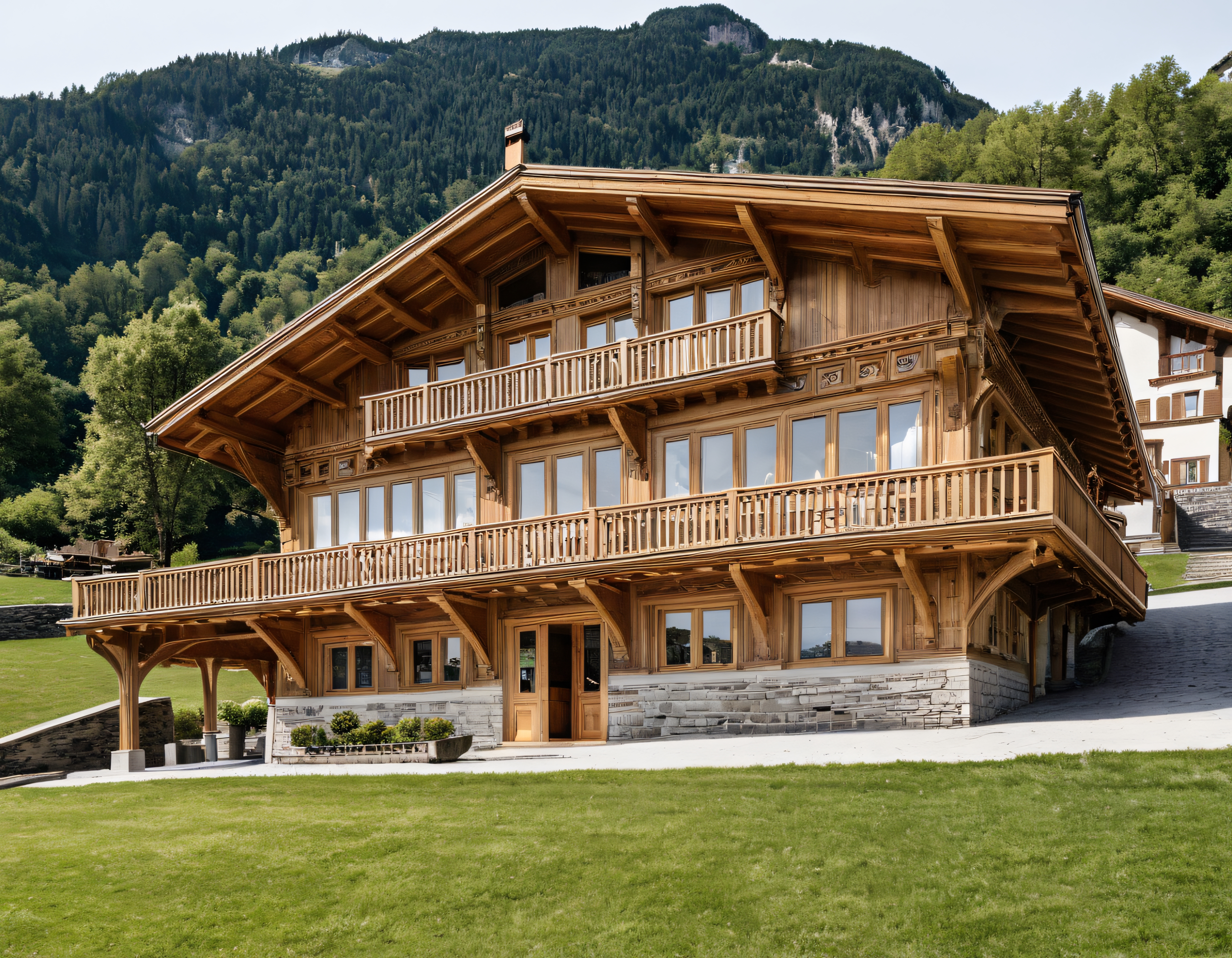 Geleneksel Ahşap Chalet: Alplerin Yeşil Vadisinde Lüks Dağ Evi Mimari