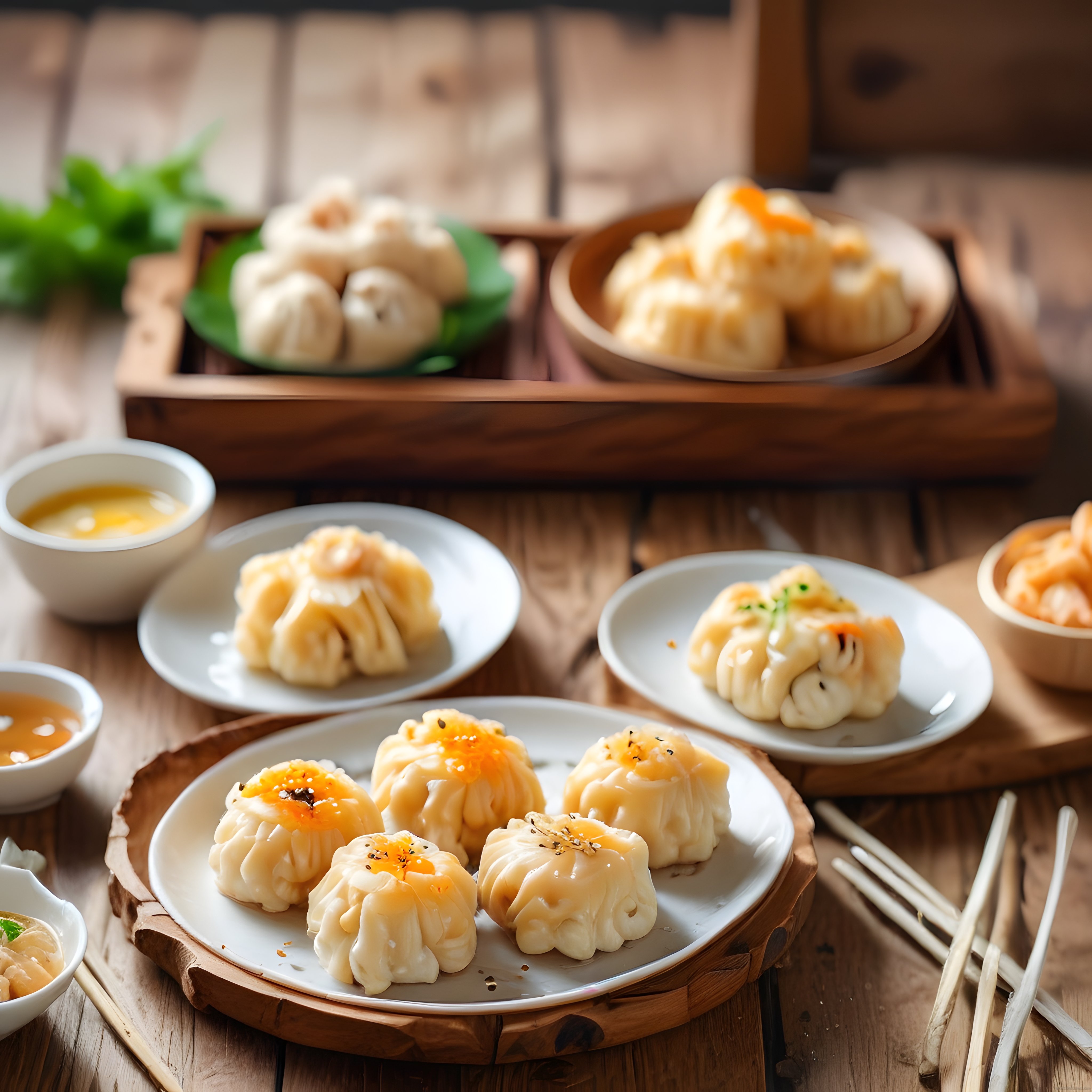 Geleneksel Asya Lezzetleri: Buharda Pişmiş Dim Sum ve Özel Soslarla Sunum