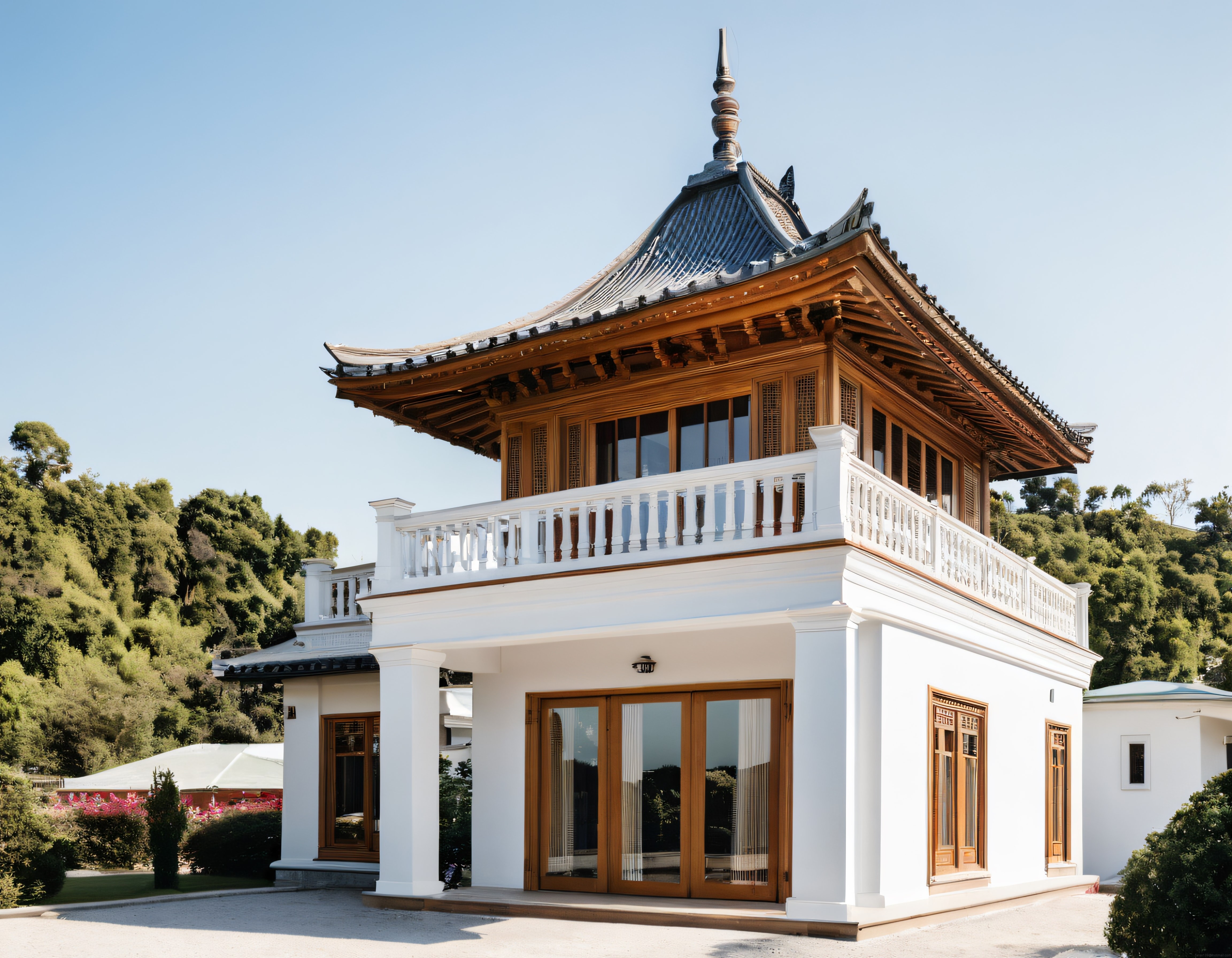 Geleneksel Asya Mimarisi ve Modern Detayların Buluştuğu Beyaz Villa