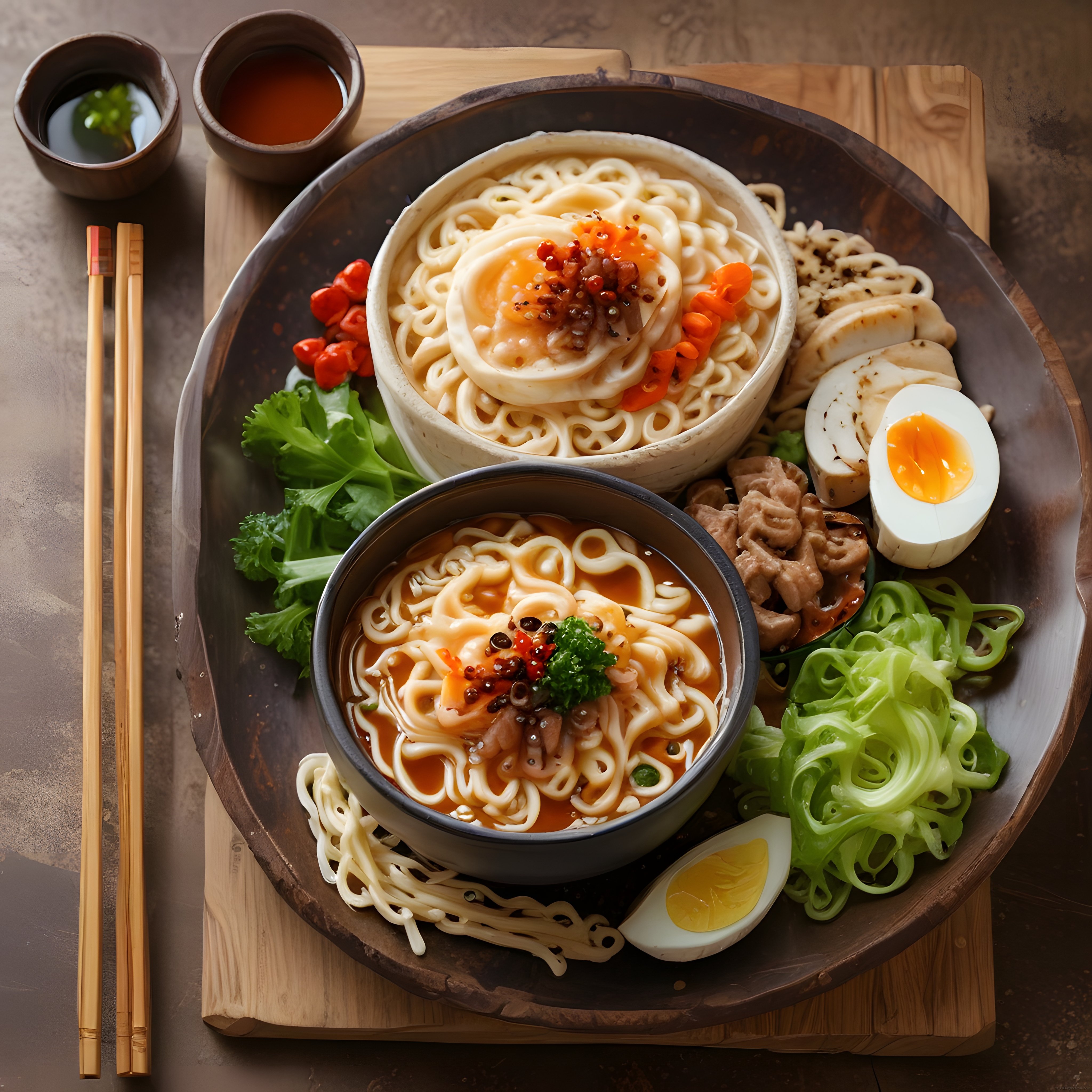 Geleneksel Asya Mutfağından Noodle Çorbası ve Baharatlı Erişte Sunumu