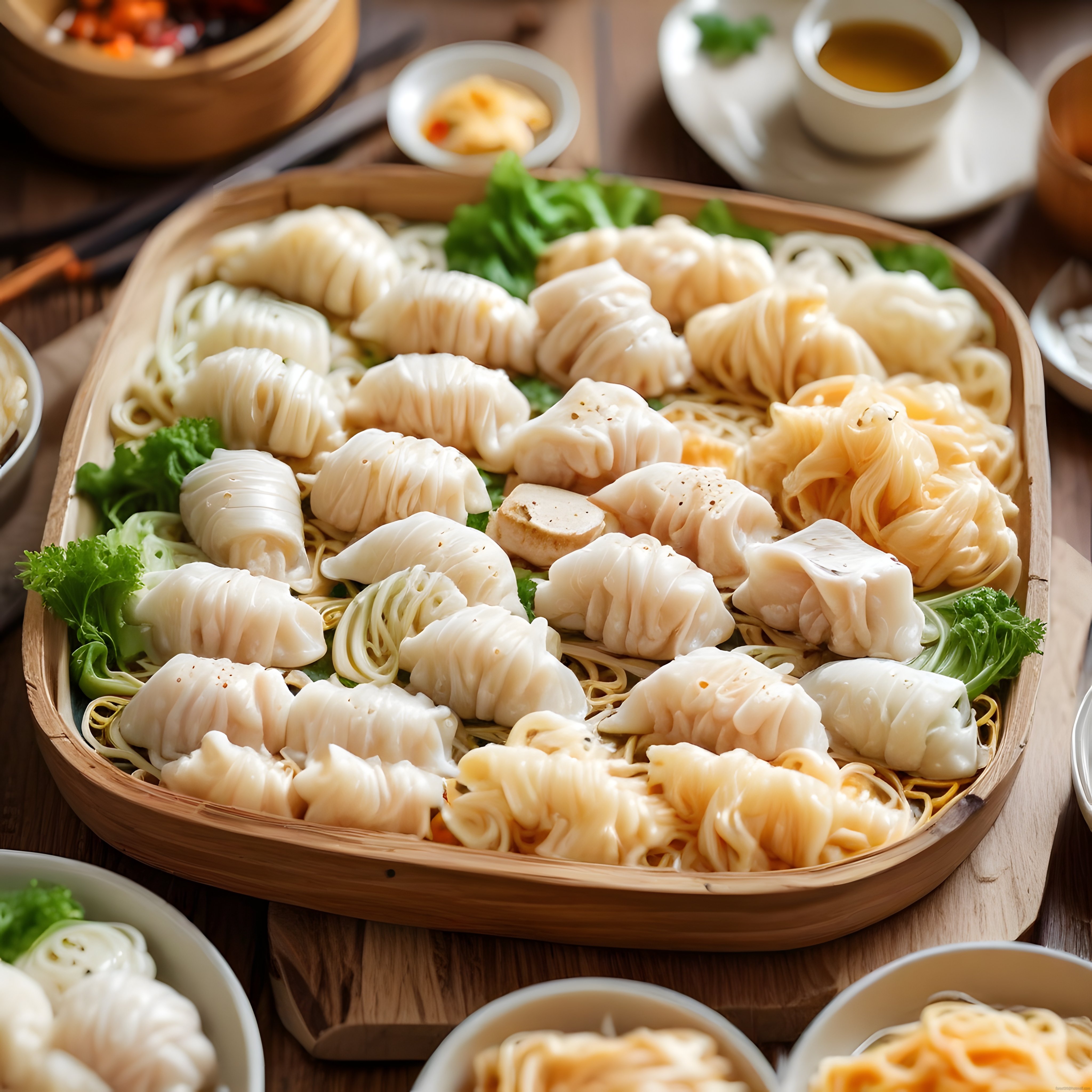 Geleneksel Çin Dim Sum Çeşitleri: Bambu Sepette Buharda Mantı Sunumu