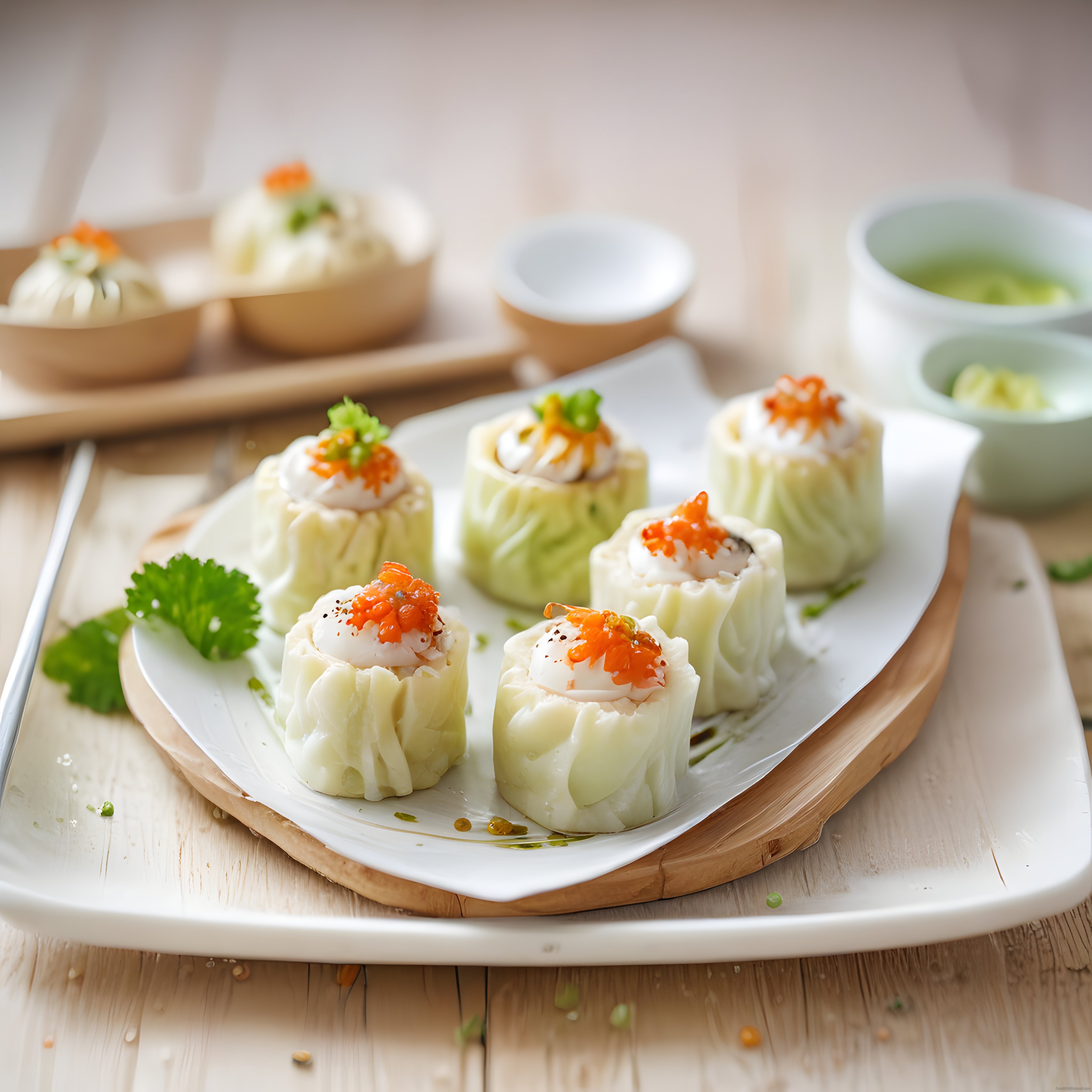 Geleneksel Çin Mutfağından Bambu Buharda Tobiko Kaviarlı Dim Sum Lezzeti