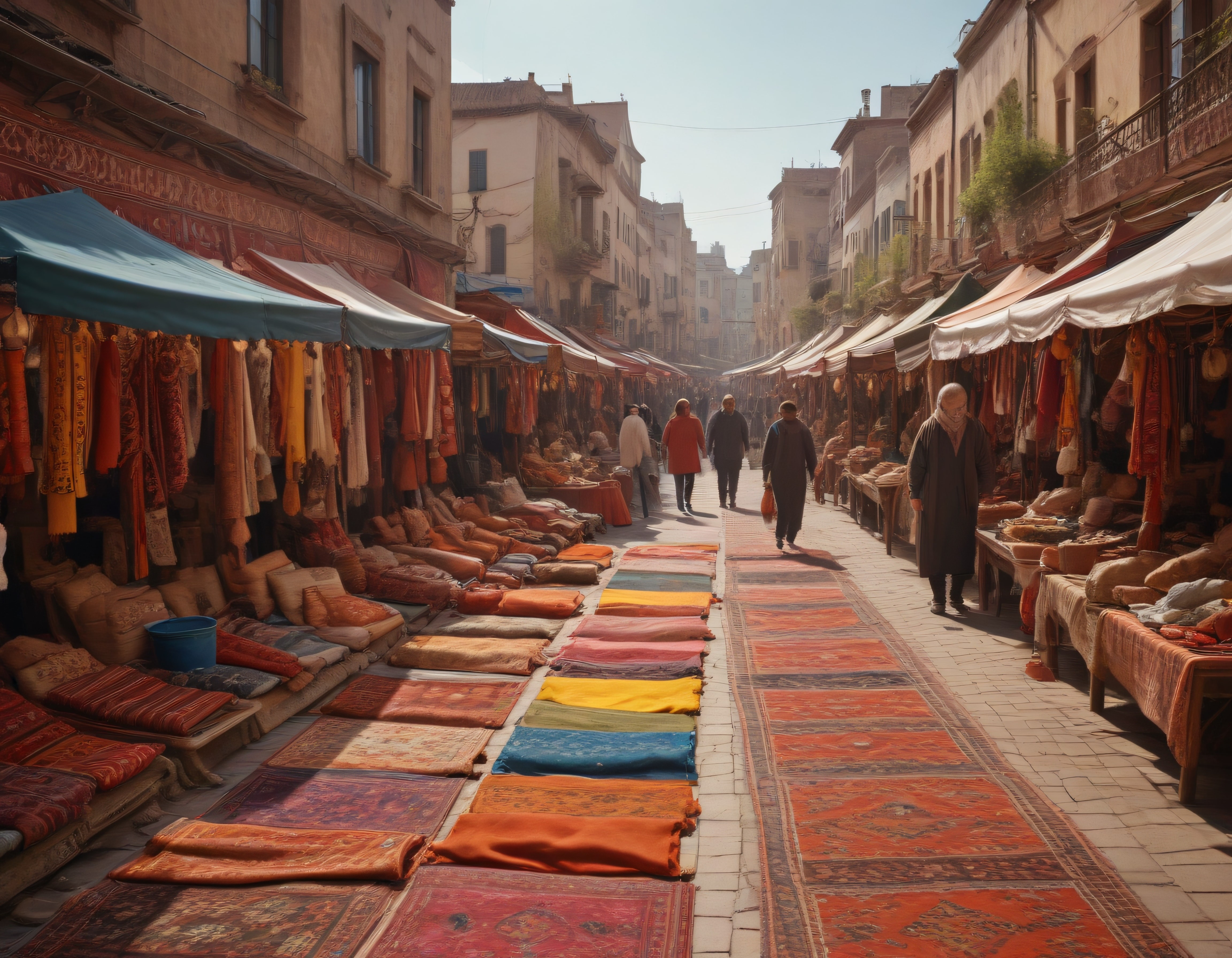 Geleneksel El Dokuması Halıların ve Kilimlerin Sergilendiği Eski Çarşı Havası