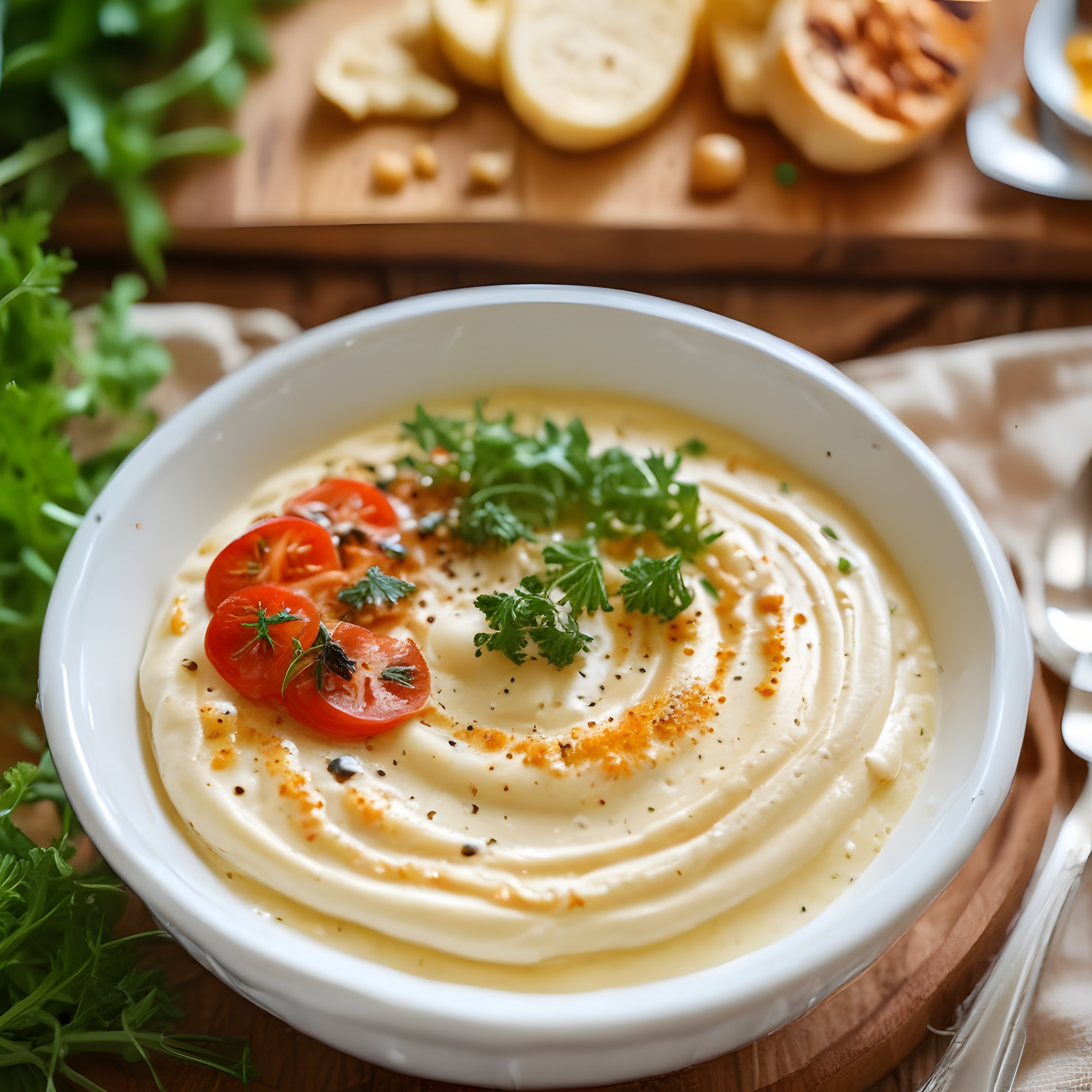 Geleneksel Humus Tarifi: Taze Maydanoz ve Domates ile Muhteşem Sunum