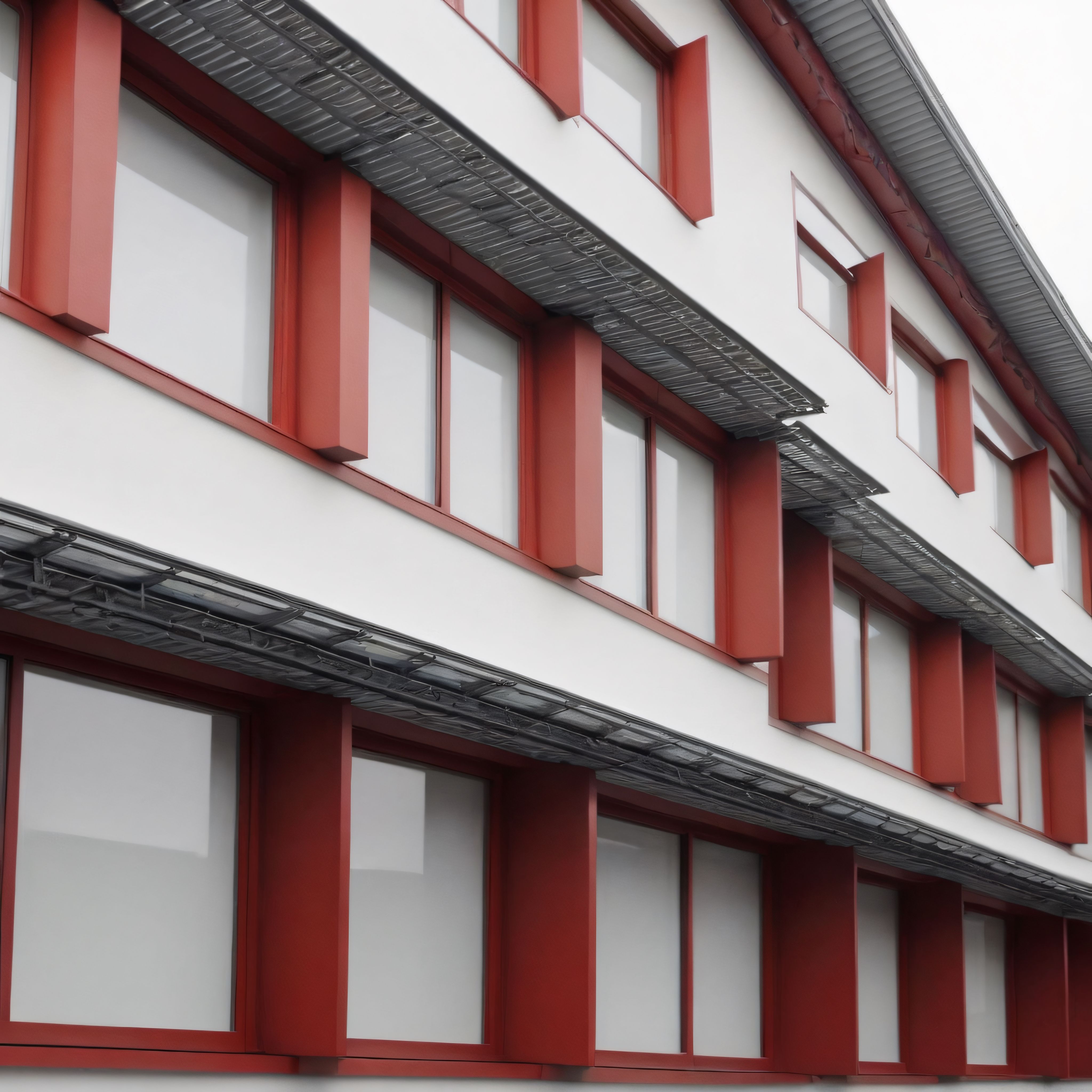 Geleneksel Japon Mimarisi ve Kırmızı Detaylı Geometrik Bina Cephesi