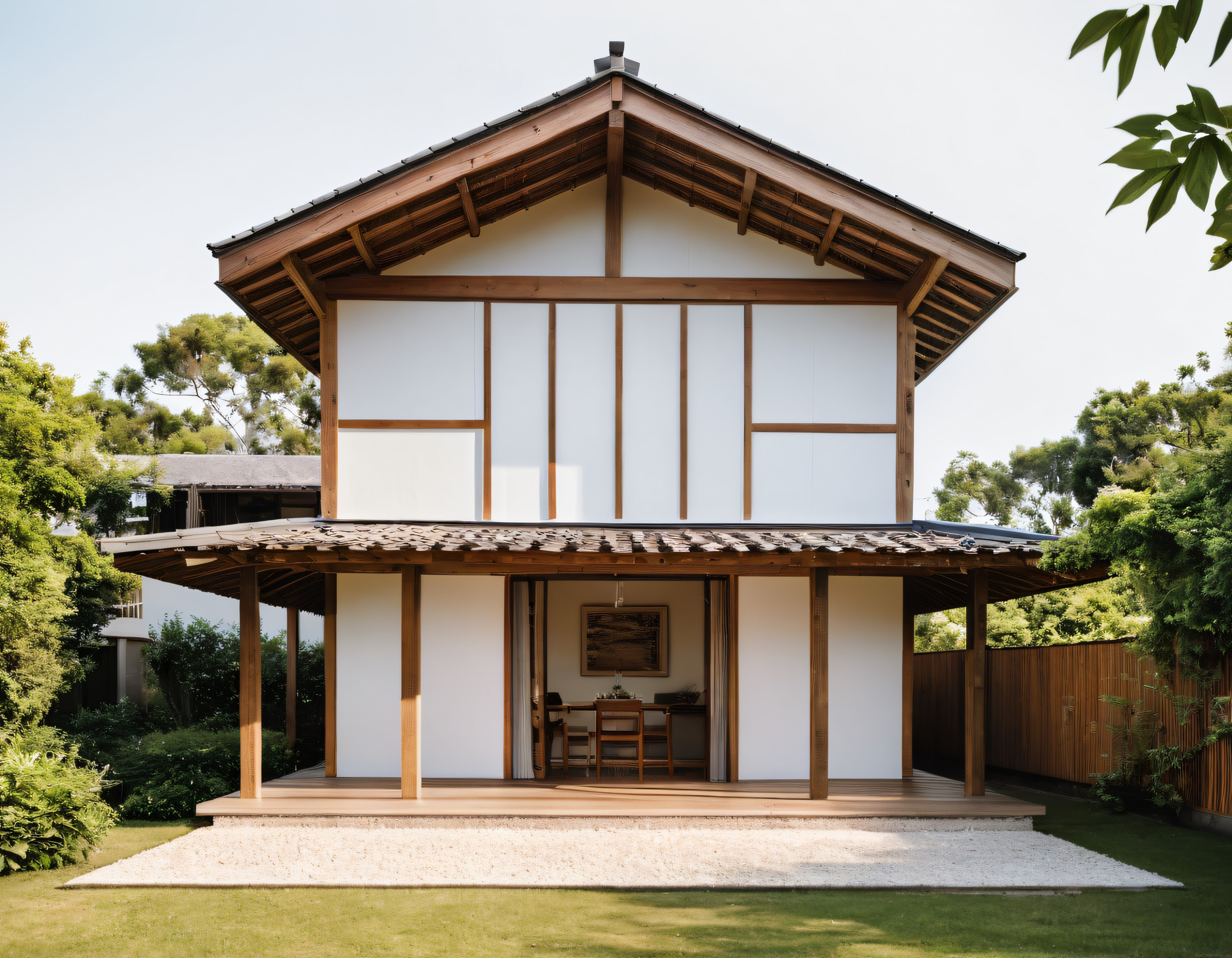 Geleneksel Japon Mimarisiyle Tasarlanmış Modern Ahşap Villa ve Bahçesi