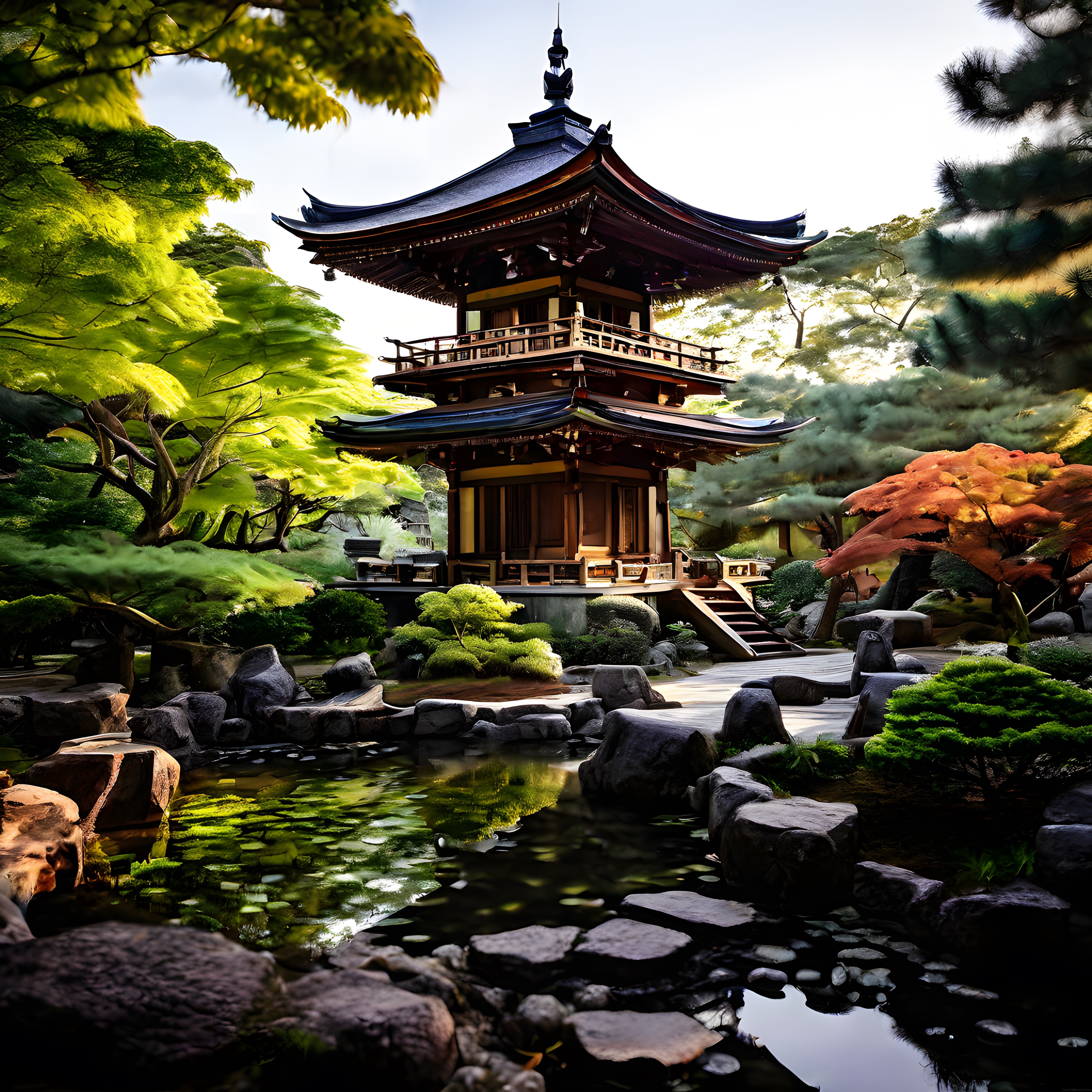 Geleneksel Japon Pagodası ve Zen Bahçesi: Doğayla Bütünleşen Huzurlu Mimari