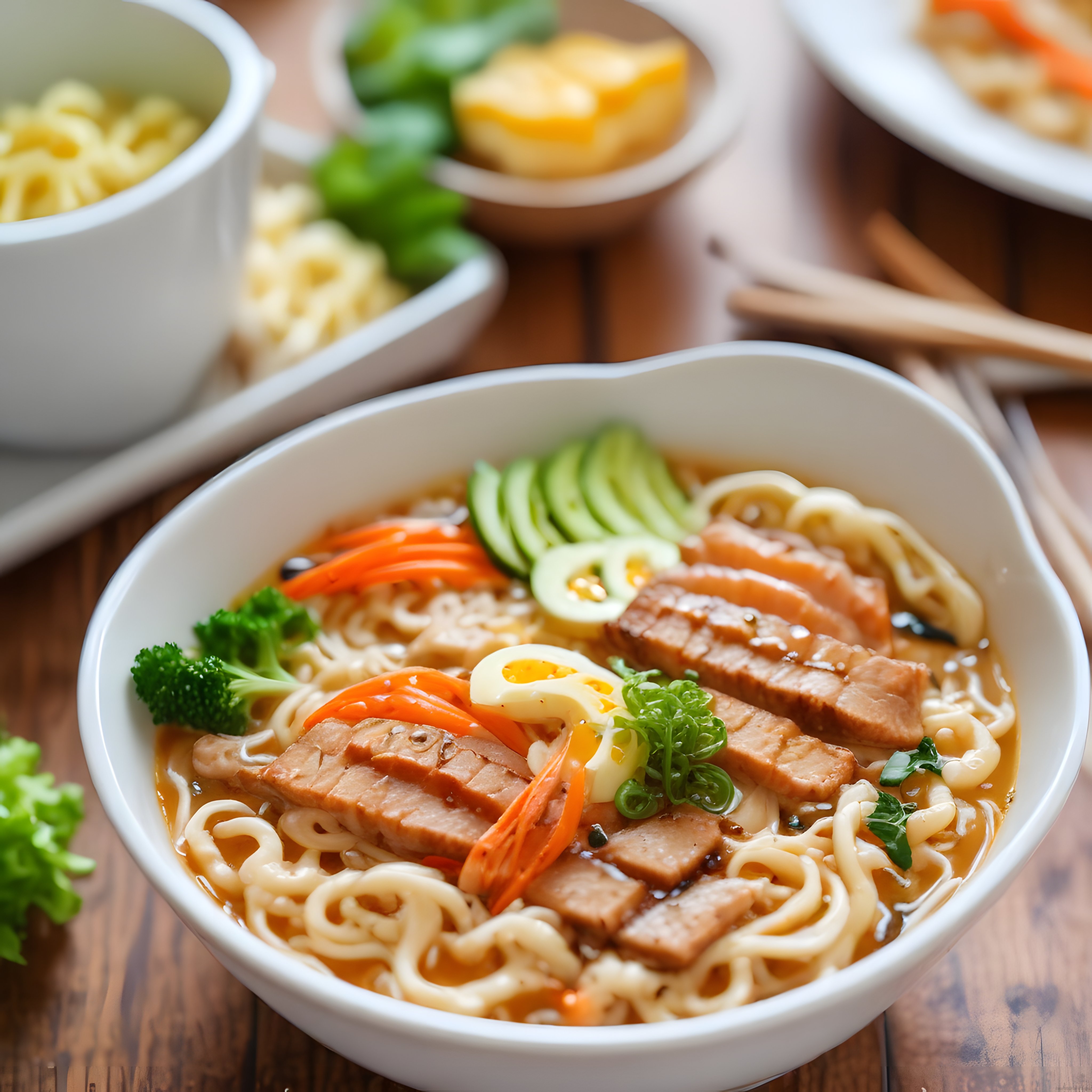 Geleneksel Japon Ramen: Dana Etli, Yumurtalı ve Sebzeli Noodle Kasesi