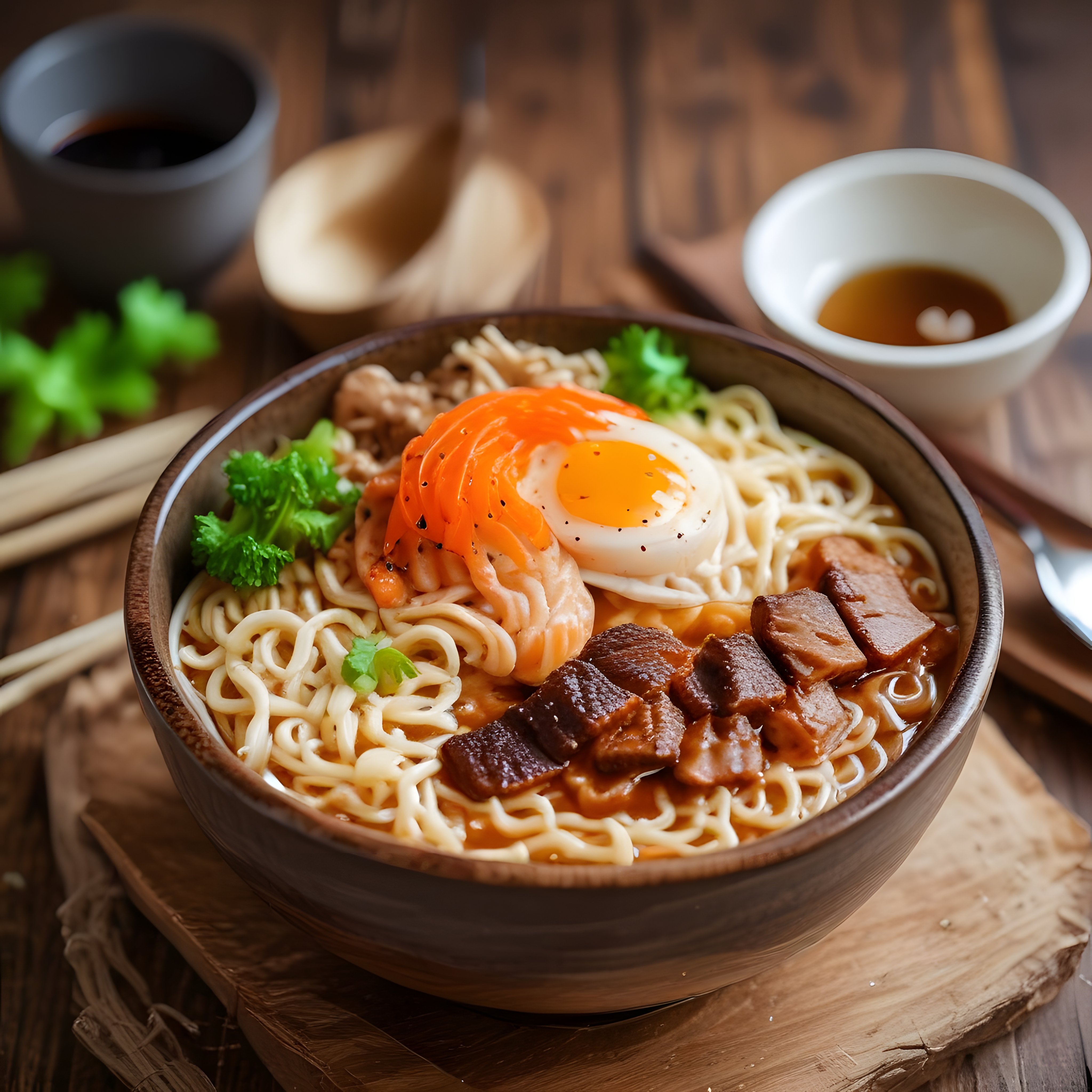 Geleneksel Japon Ramen: Etli, Yumurtalı ve Lezzet Soslu Noodle Kasesi
