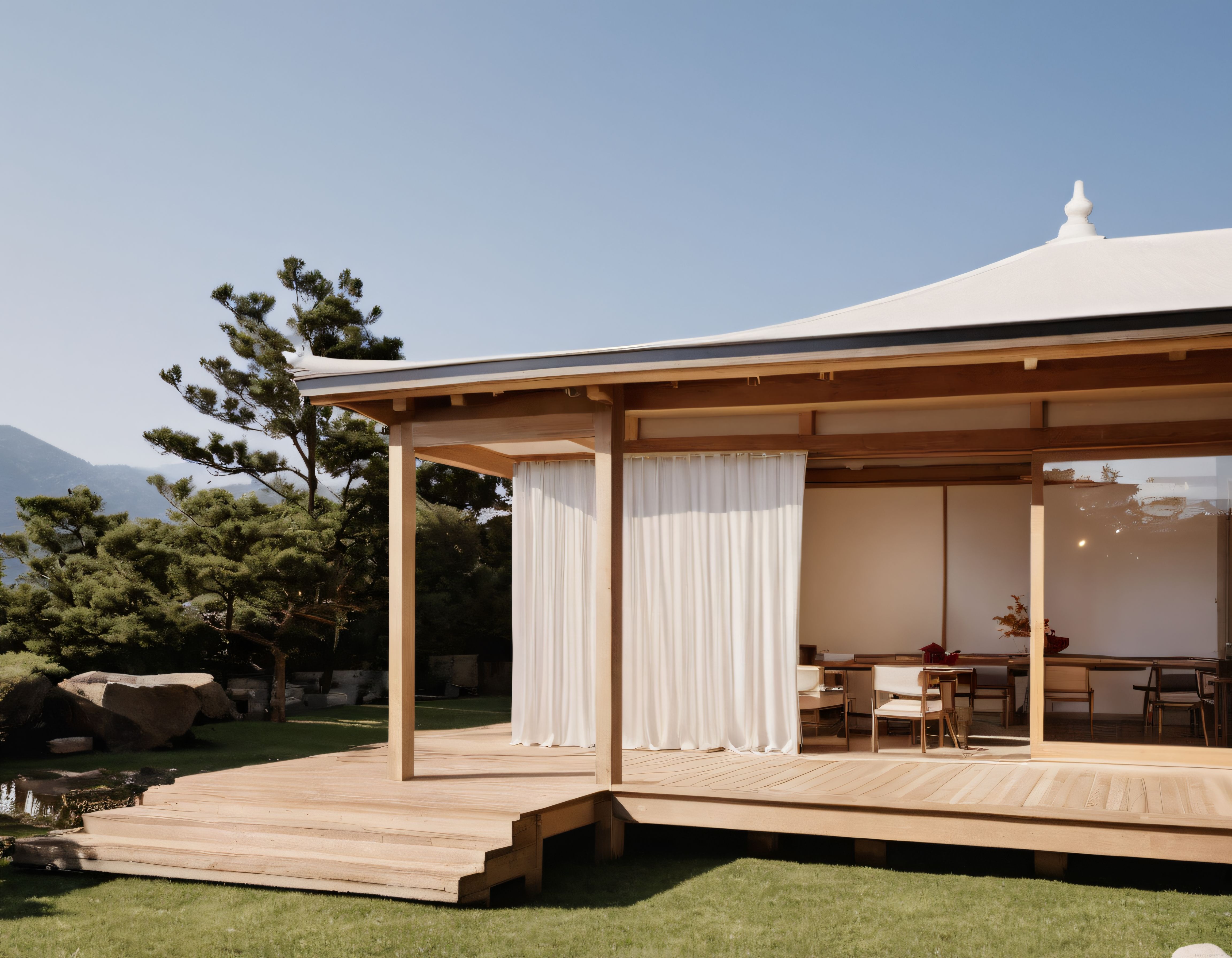 Geleneksel Japon Tarzında Doğayla İç İçe Minimalist Ahşap Ev ve Bahçe