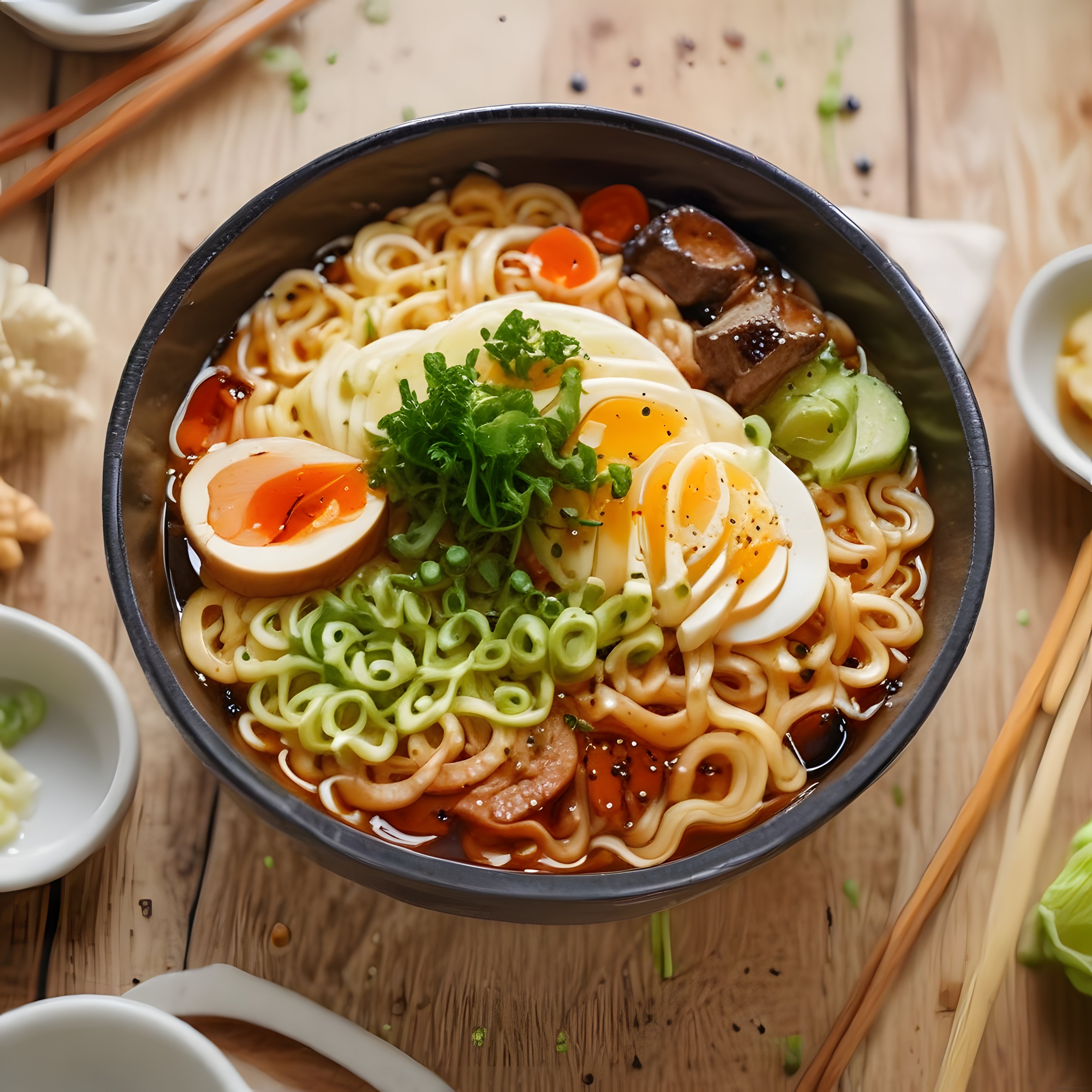 Geleneksel Ramen Kasesi: Yumurta, Avokado ve Mantarla Zengin Asya Lezzeti