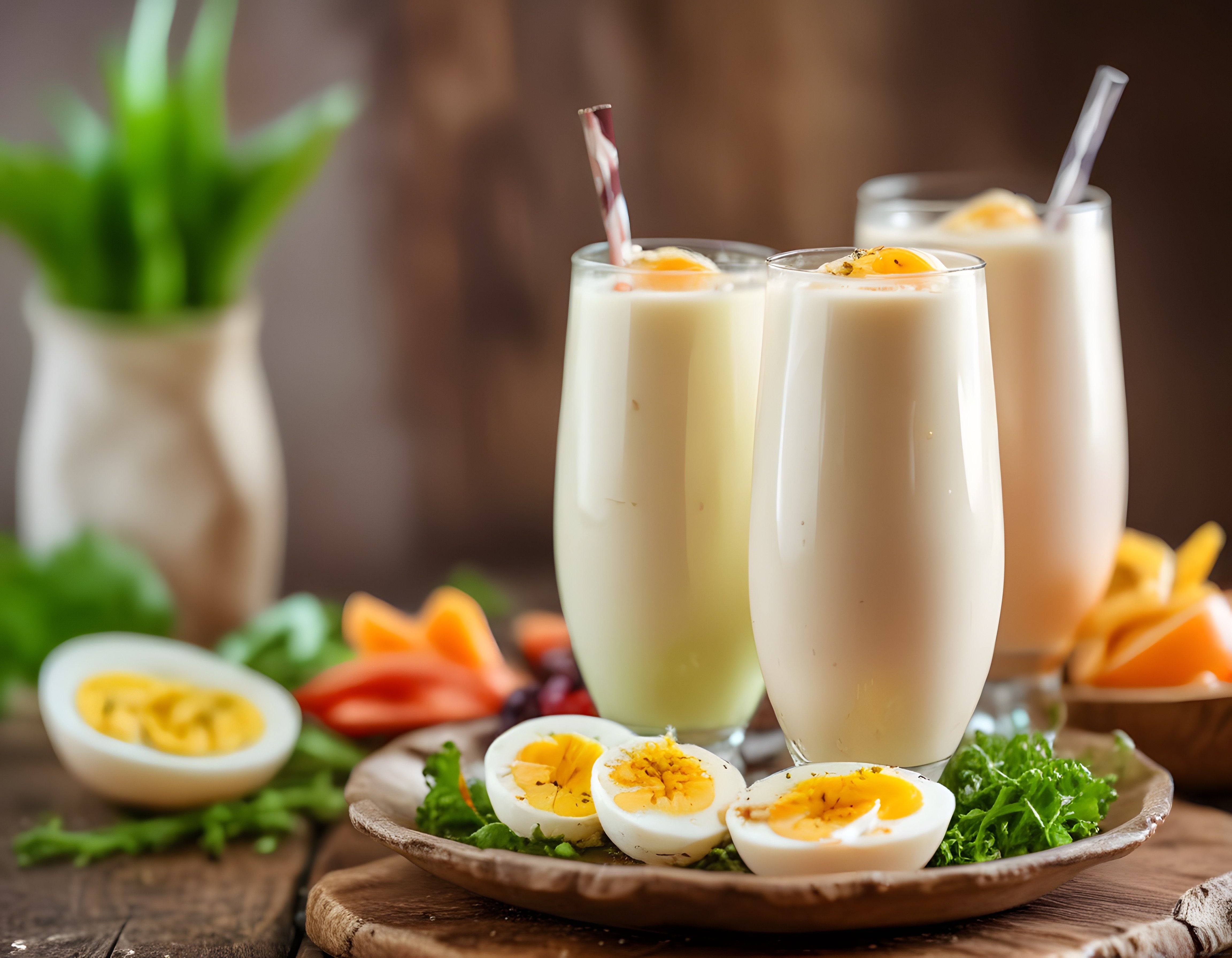Geleneksel Türk Kahvaltısı: Yumurta, Ayran ve Taze Sebzelerle Sofra Hazırlığı