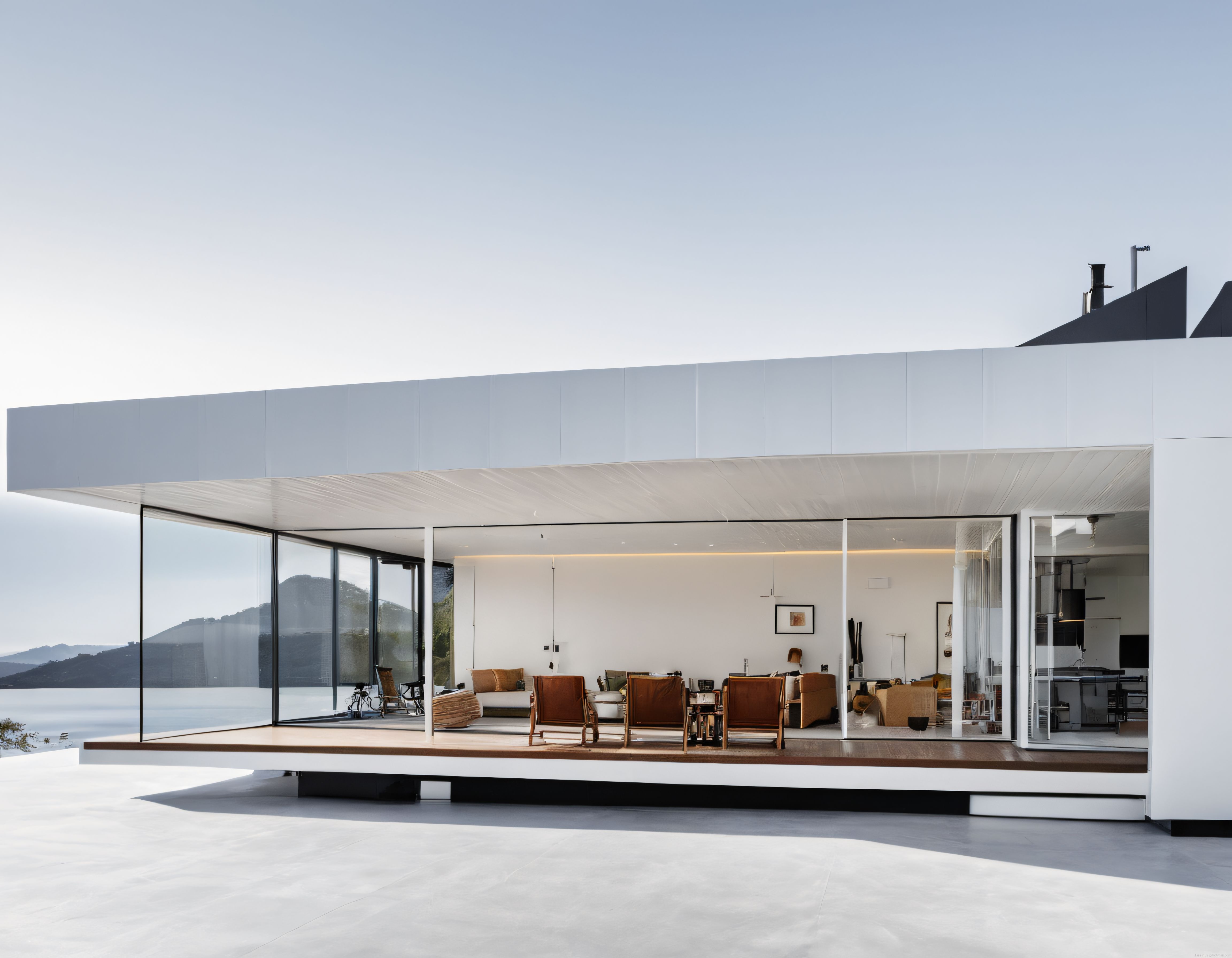 Geniş Cam Cepheli ve Deniz Manzaralı Modern Minimalist Villa Tasarımı