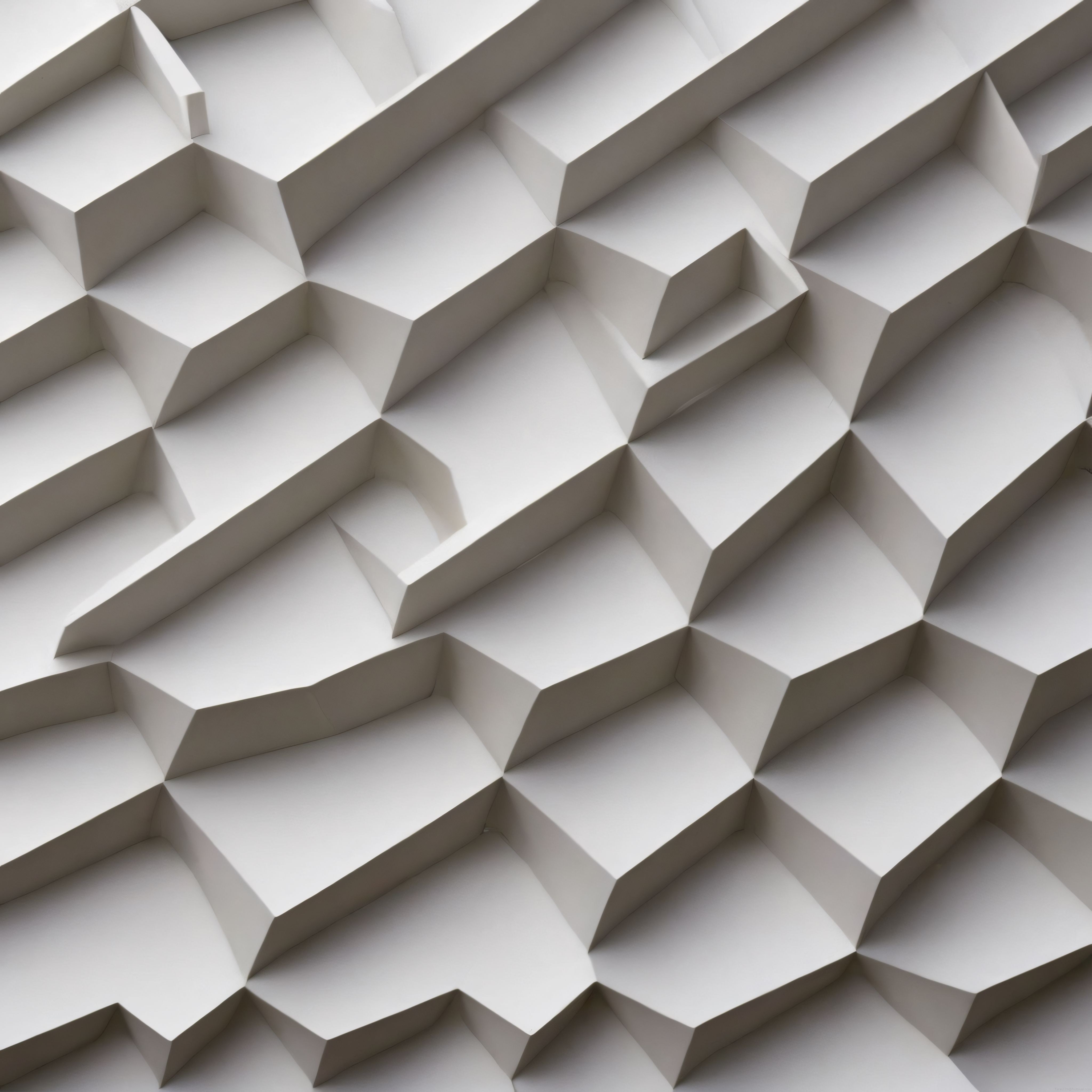 Geometrik Beyaz Kristal Yapıda Soyut Üç Boyutlu Dijital Sanat Tasarımı
