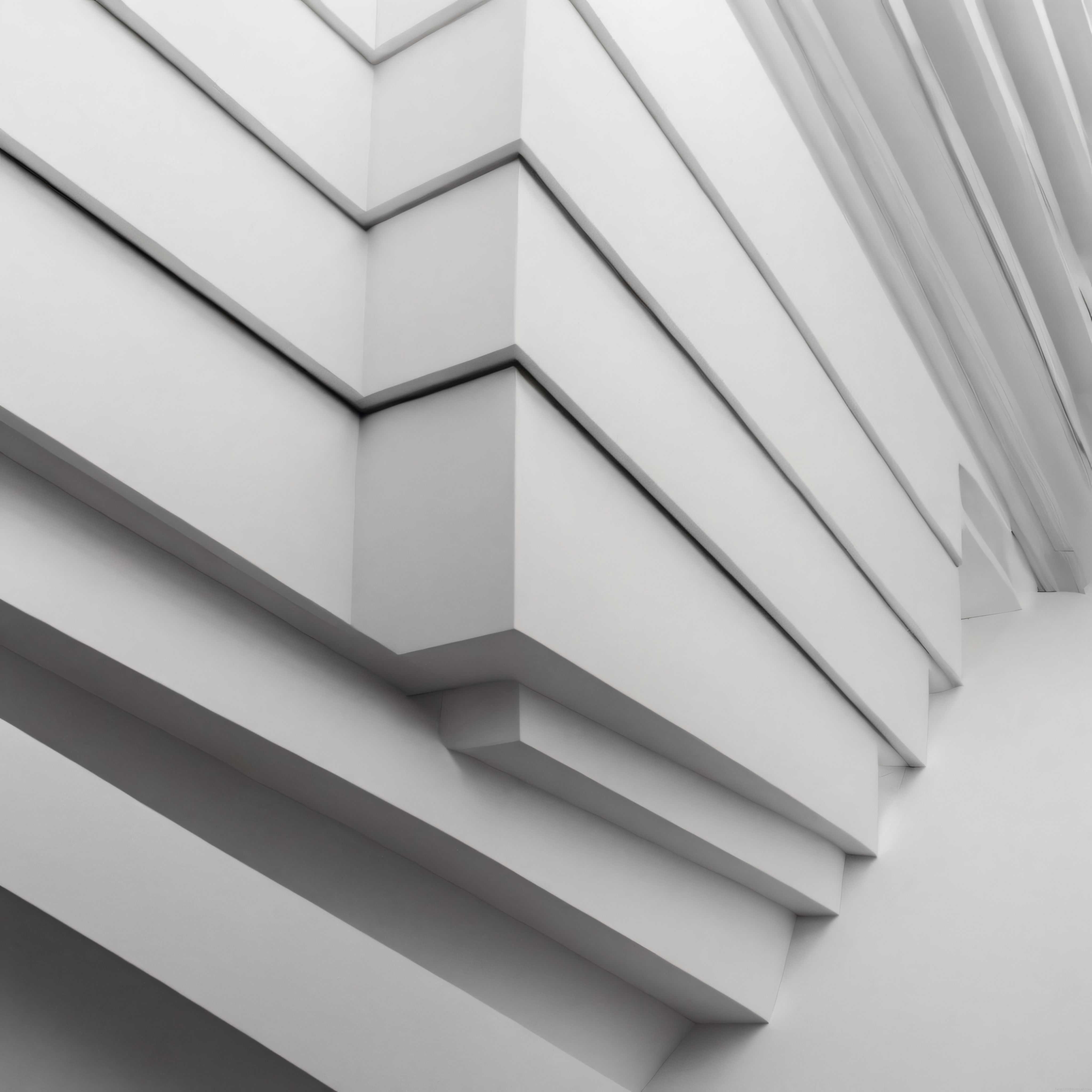 Geometrik Beyaz Paneller ve Derinlik: Modern Mimari Duvar Detayı