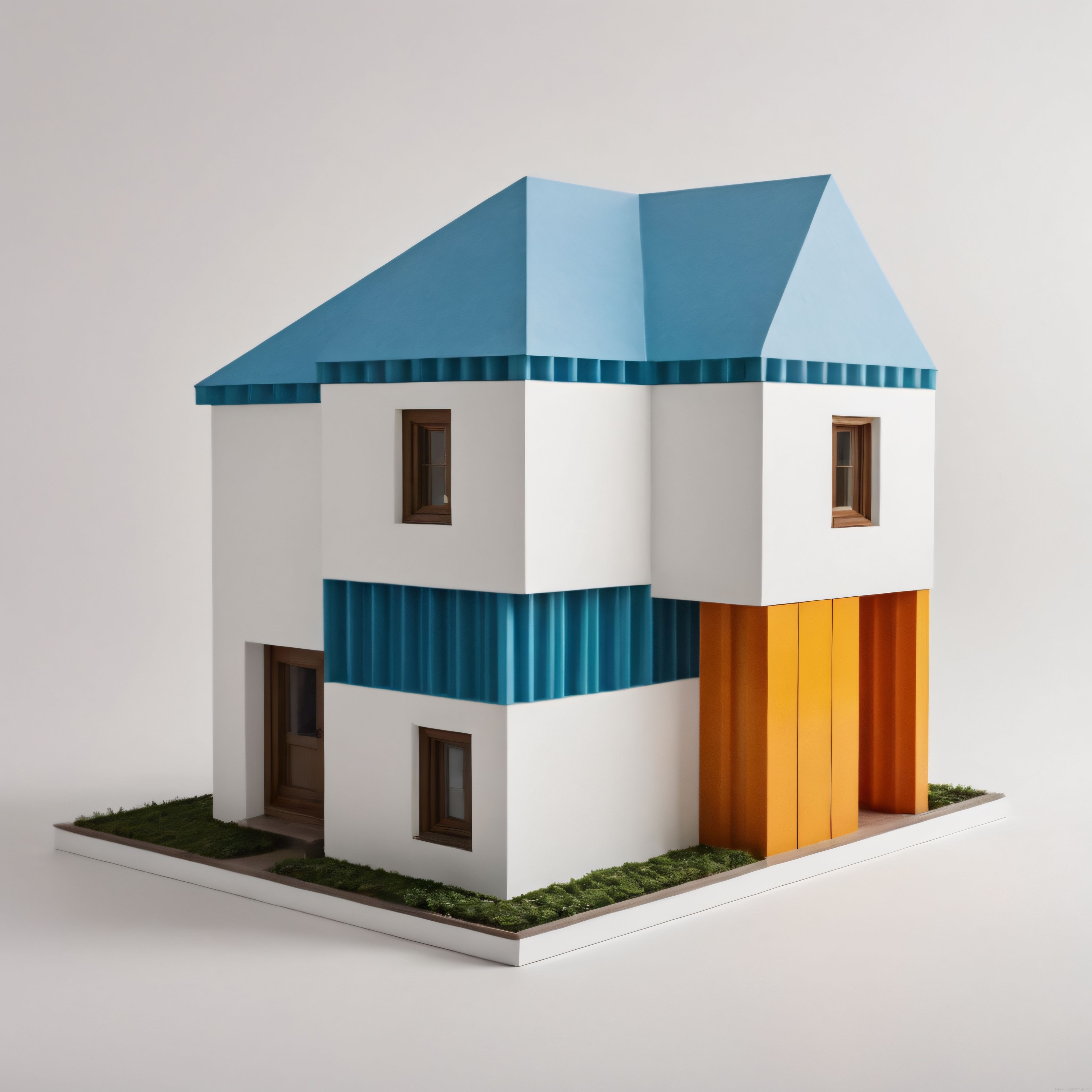 Geometrik Bloklar ve Canlı Renklerle Modern Minimalist Konut Maketi