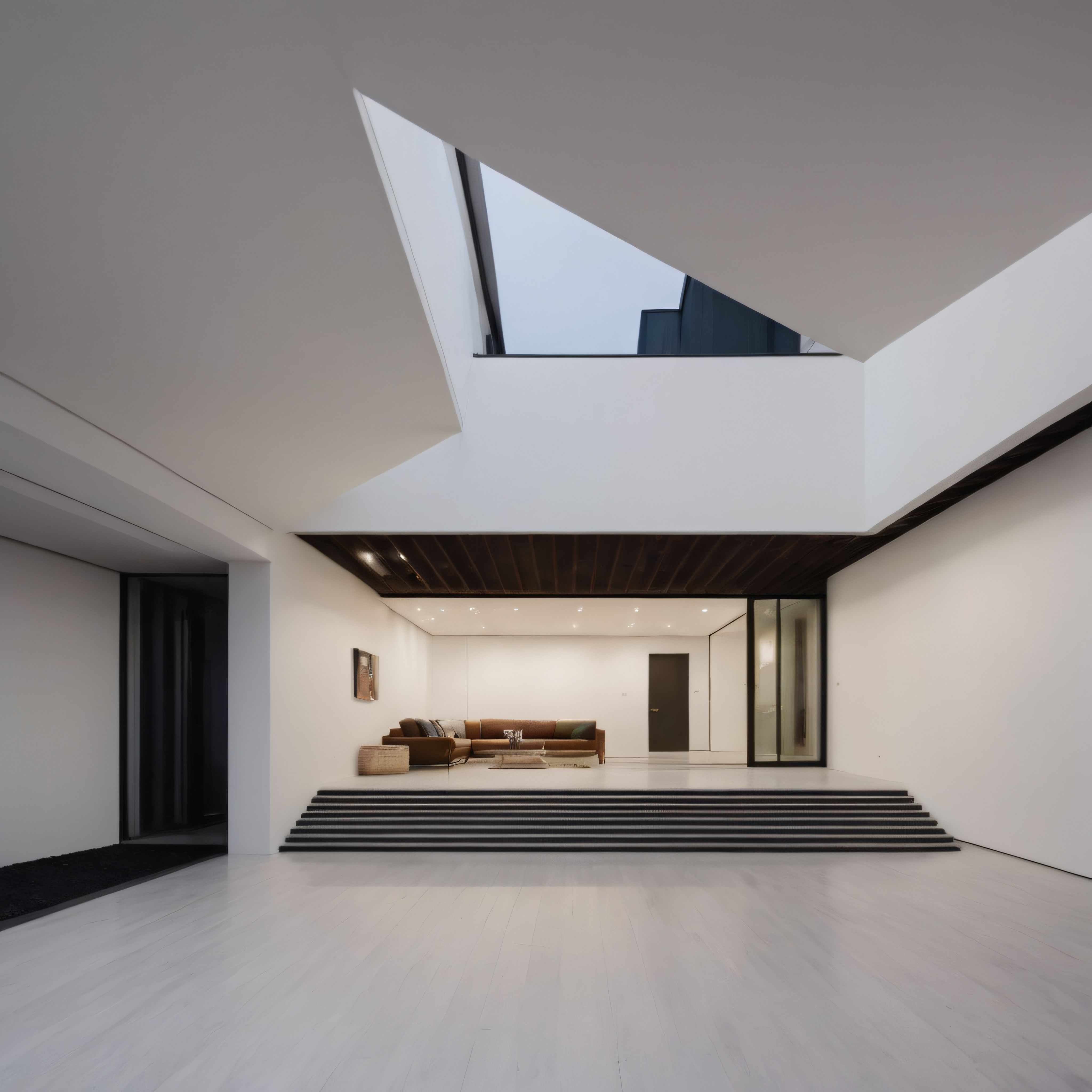 Geometrik Çizgiler ve Minimalist Detaylarla Harmanlanmış Çağdaş Bir Villa İç Mekanı