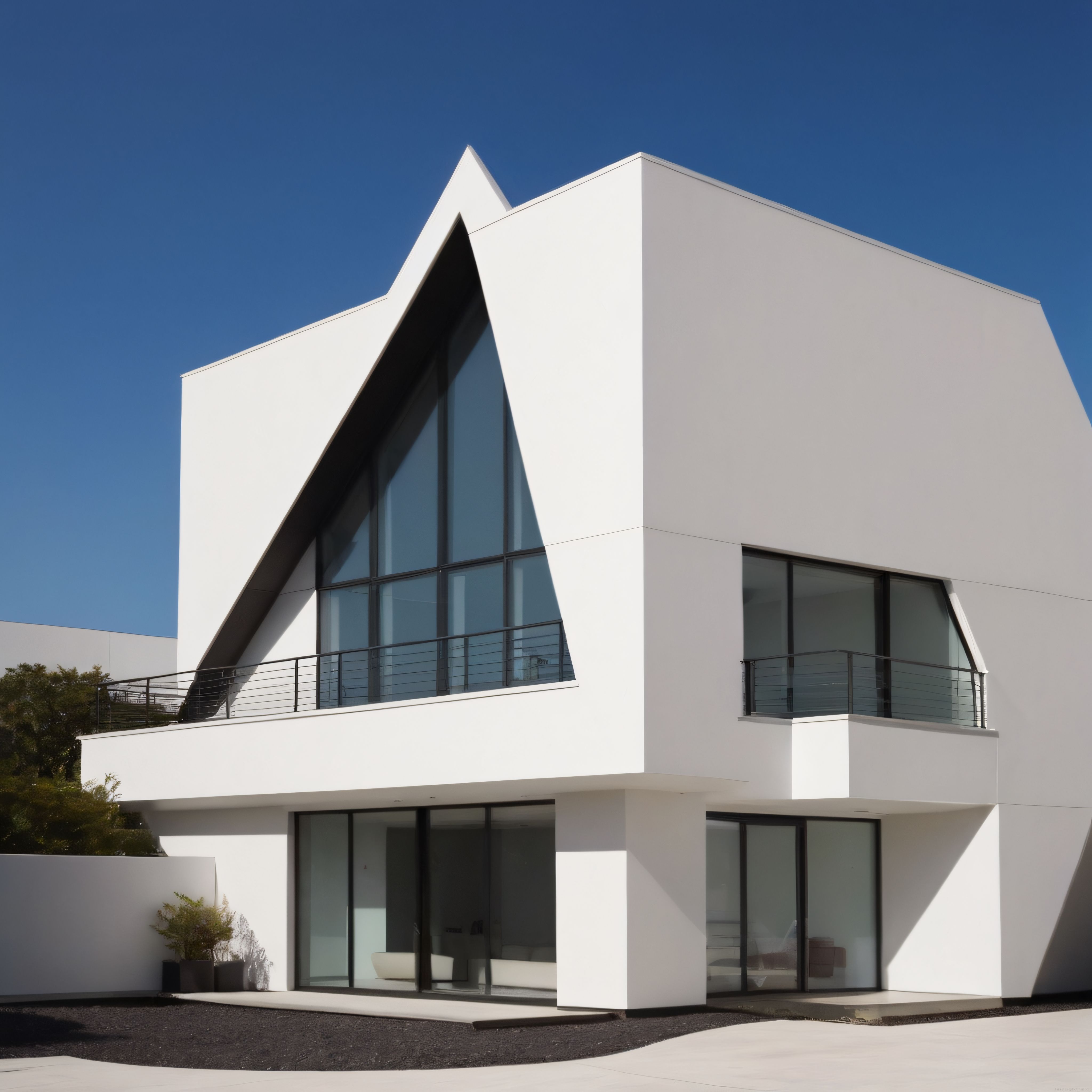 Geometrik Çizgileriyle Modern ve Lüks Beyaz Villa Mimari Tasarımı