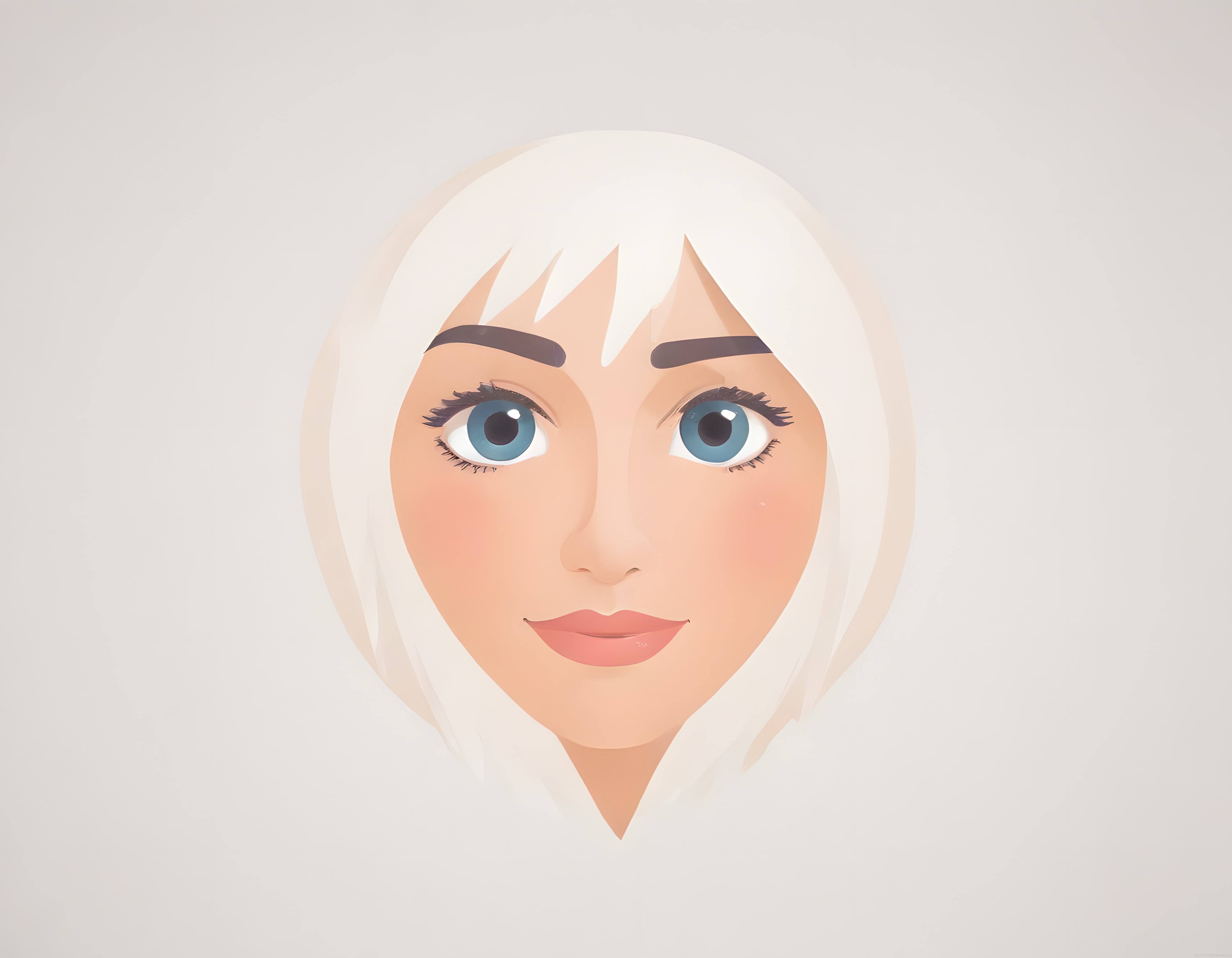 Geometrik Çizimlerle Beyaz Saçlı Mavi Gözlü Kadın Vektörel Portre ve Avatar