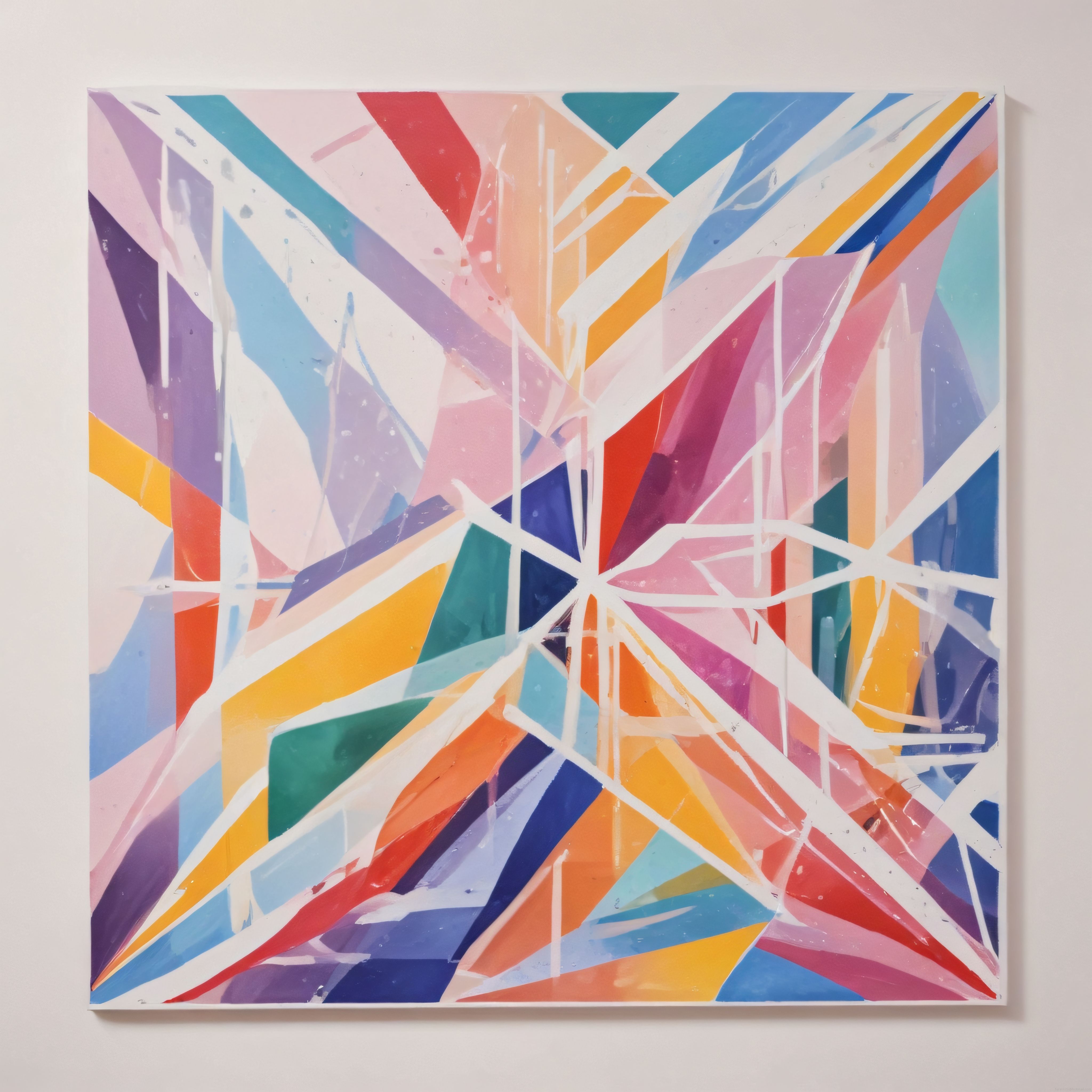 Geometrik Desenler ve Canlı Renklerle Dolu Modern Soyut Sanat Tablosu