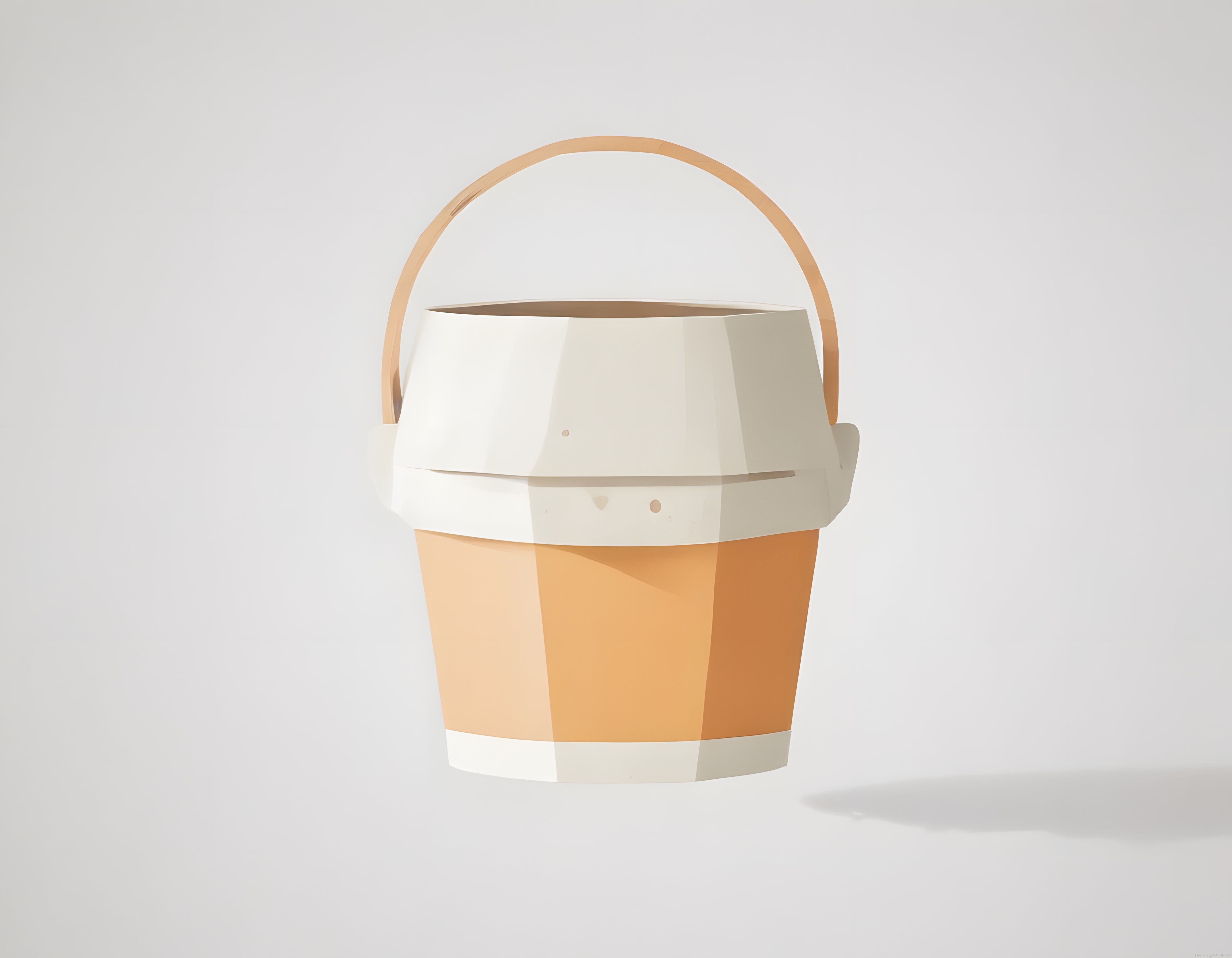 Geometrik desenli ahşap saplı minimalist dekoratif kova 3d render