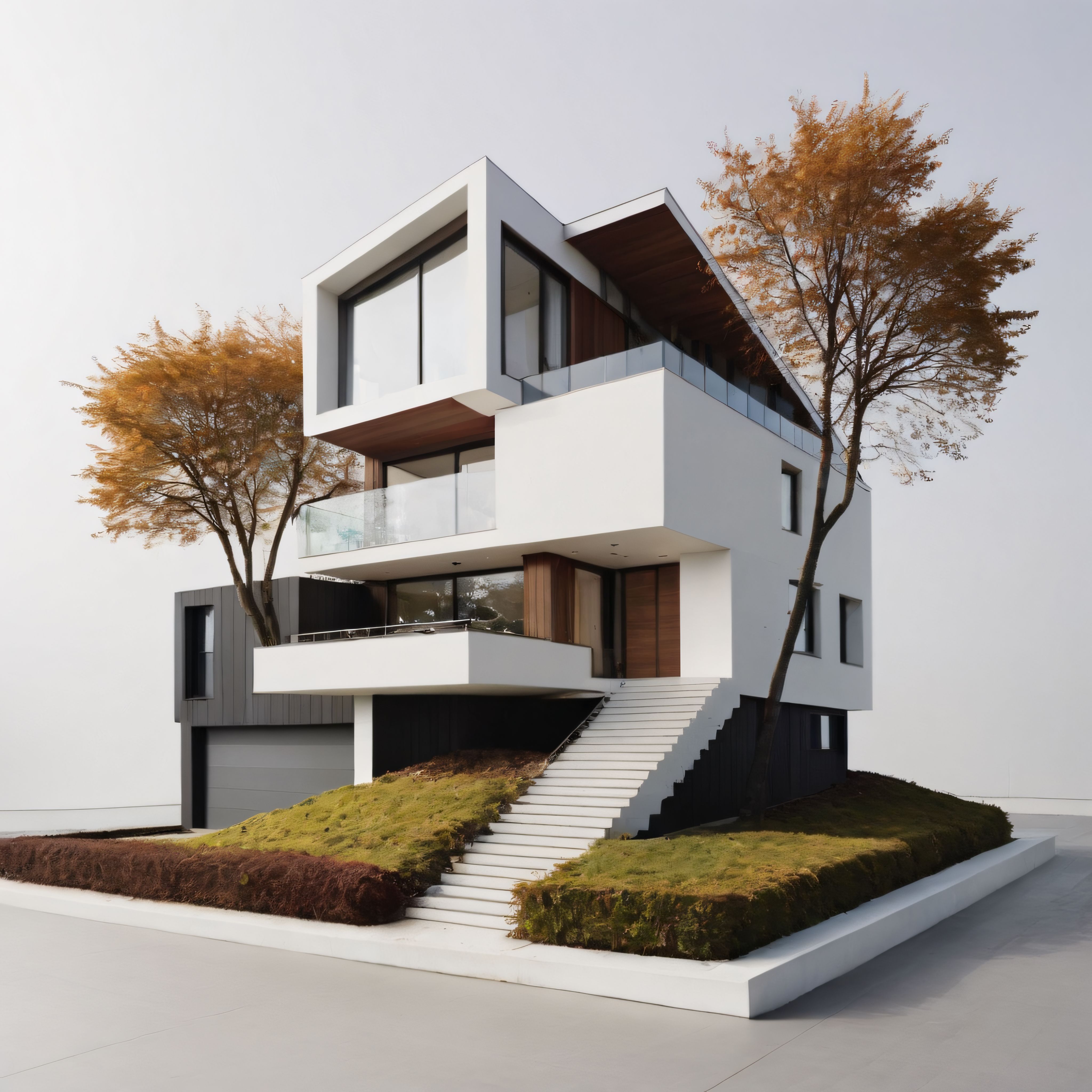 Geometrik Formlarla Tasarlanmış Sonbaharın Renklerinde Modern Villa
