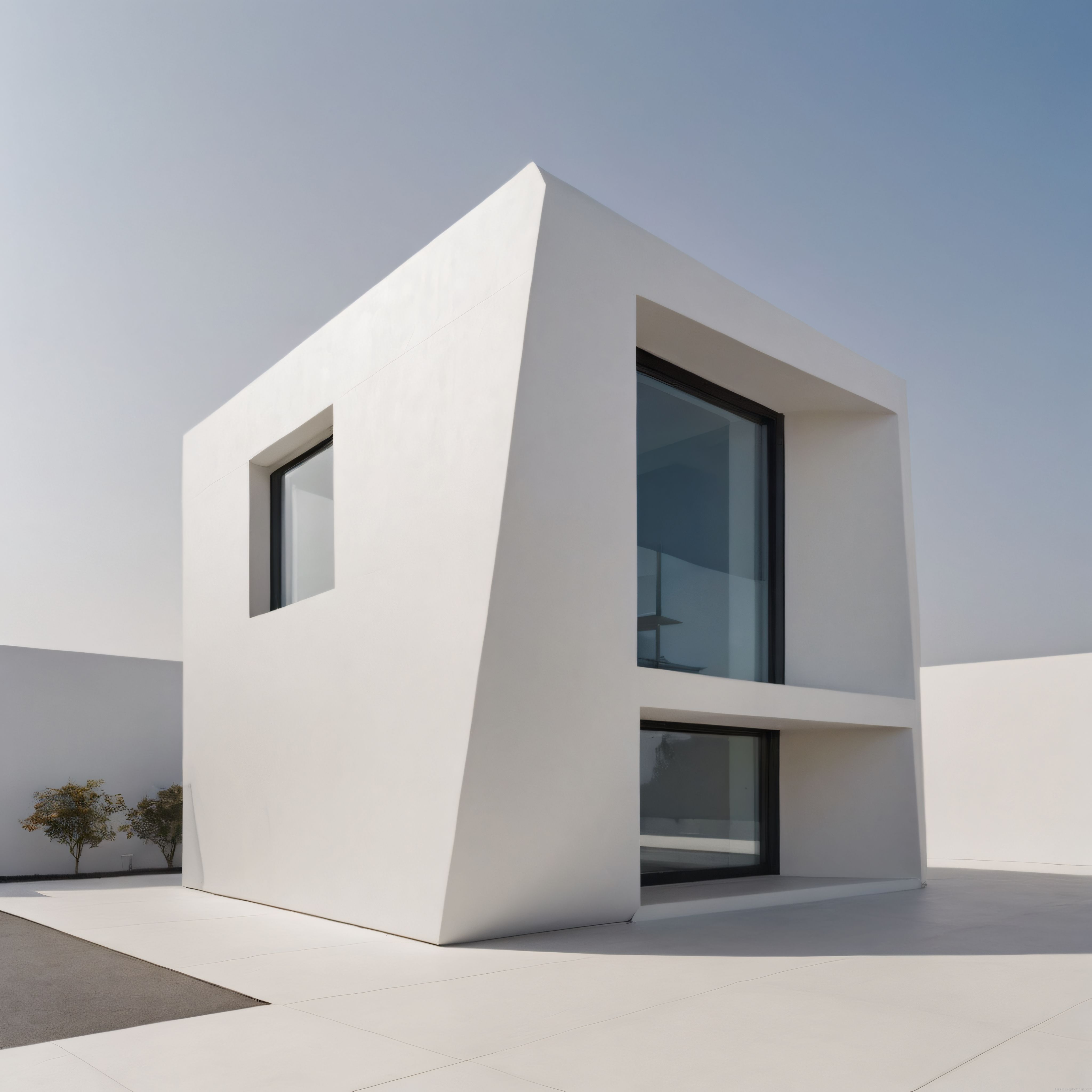 Geometrik Hatlarıyla Dikkat Çeken Beyaz Minimalist Villa ve Çağdaş Mimarisi