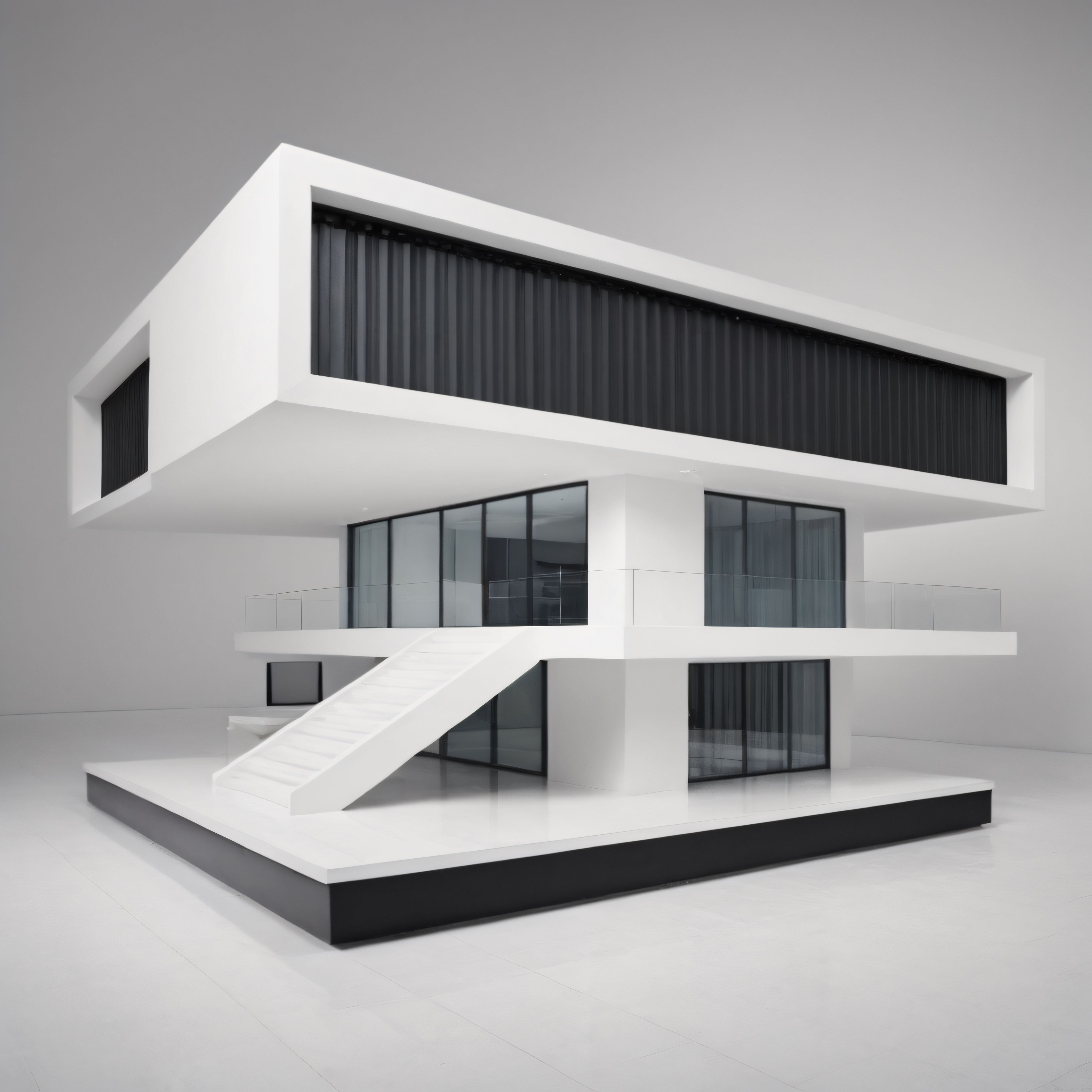 Geometrik Hatlarıyla Dikkat Çeken Beyaz Modern Mimari Yapı Tasarımı