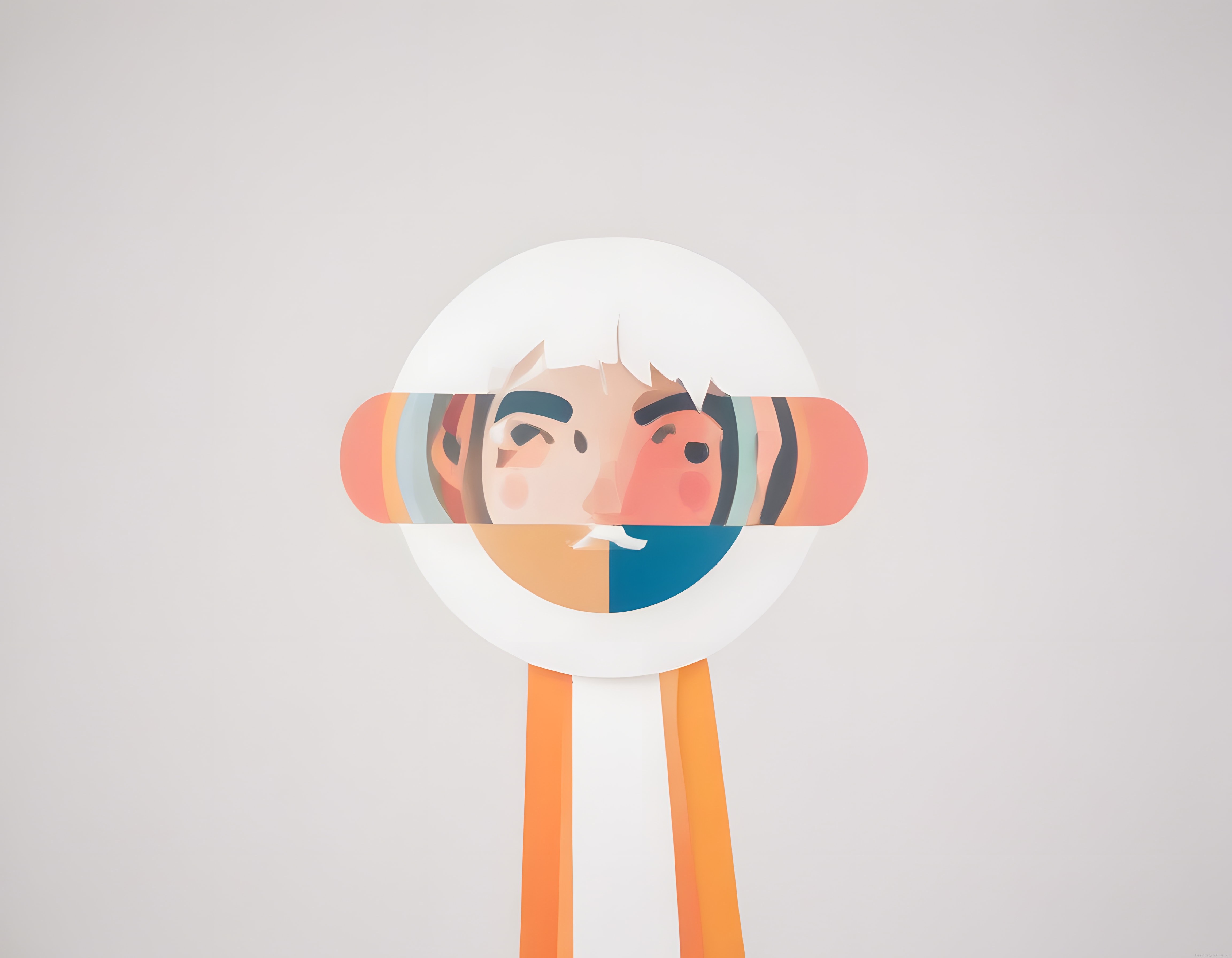 Geometrik Kompozisyon İçinde Anime Tarzı Yüz Tasarımı Sunan Modern Sanat
