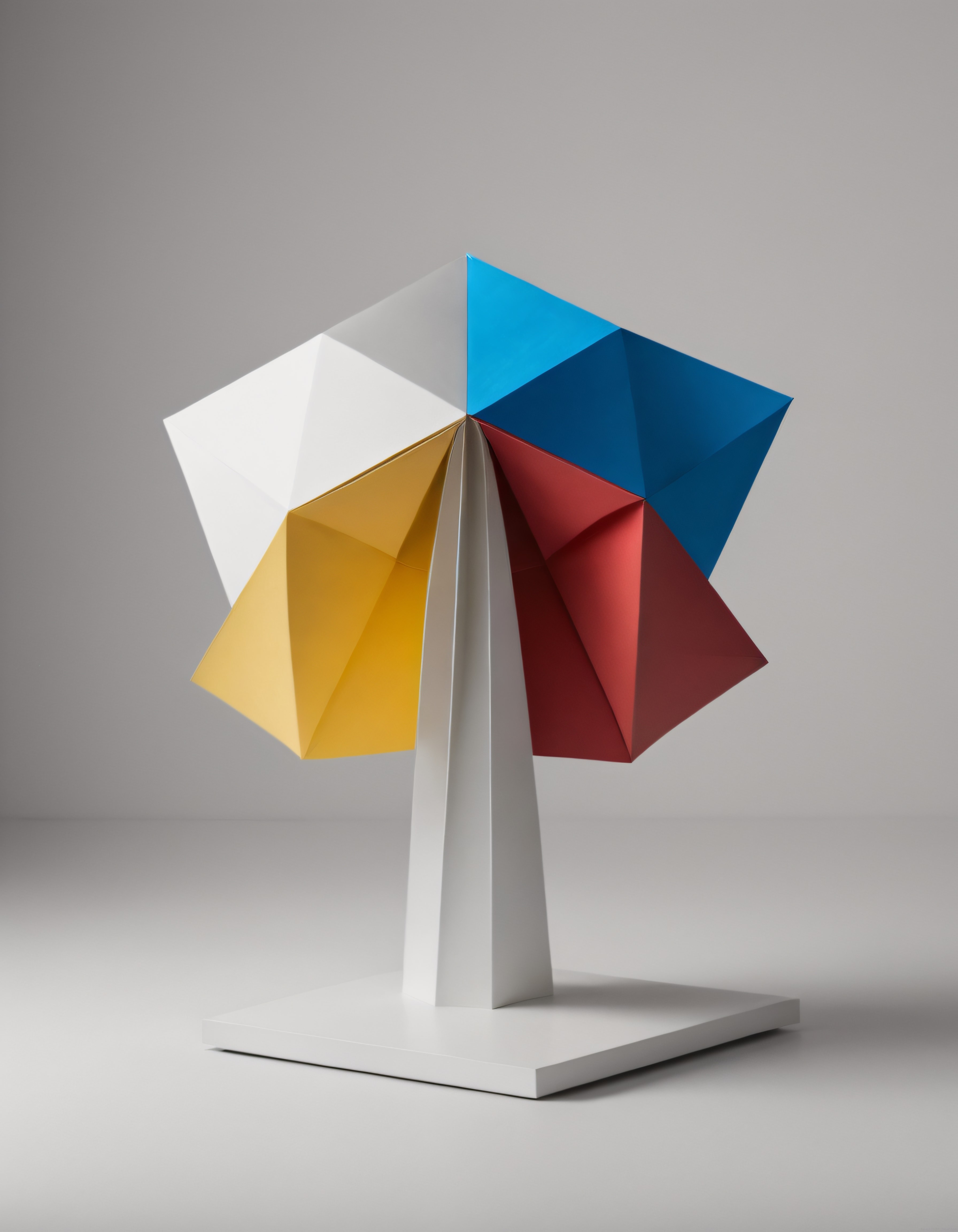 Geometrik Poligonal Heykel: Renkli Yüzeylerle Modern Soyut 3D Sanat Eseri