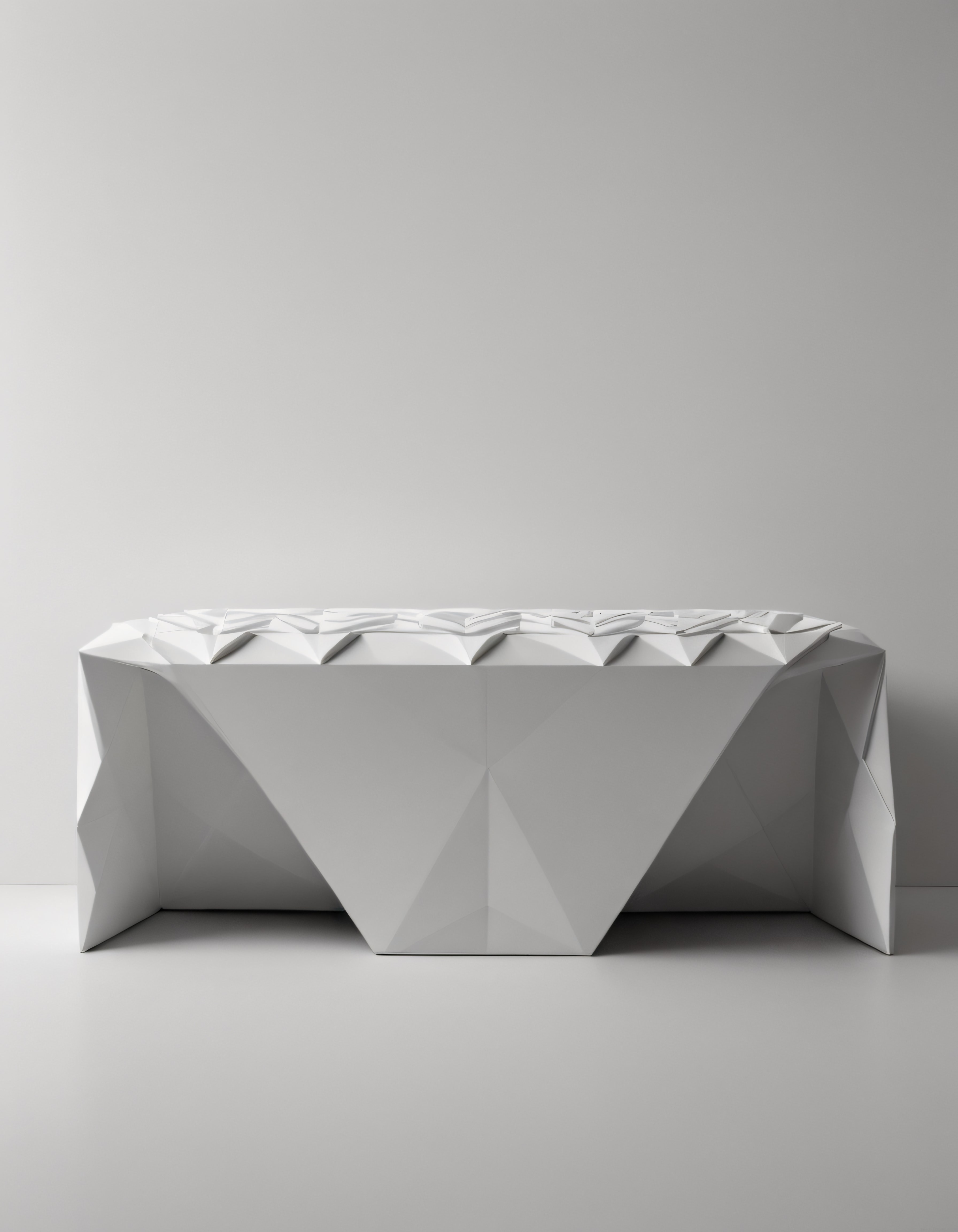 Geometrik Prizmatik Beyaz Orta Sehpa: Modern Minimalist Dekorasyon ve 3D Tasarım