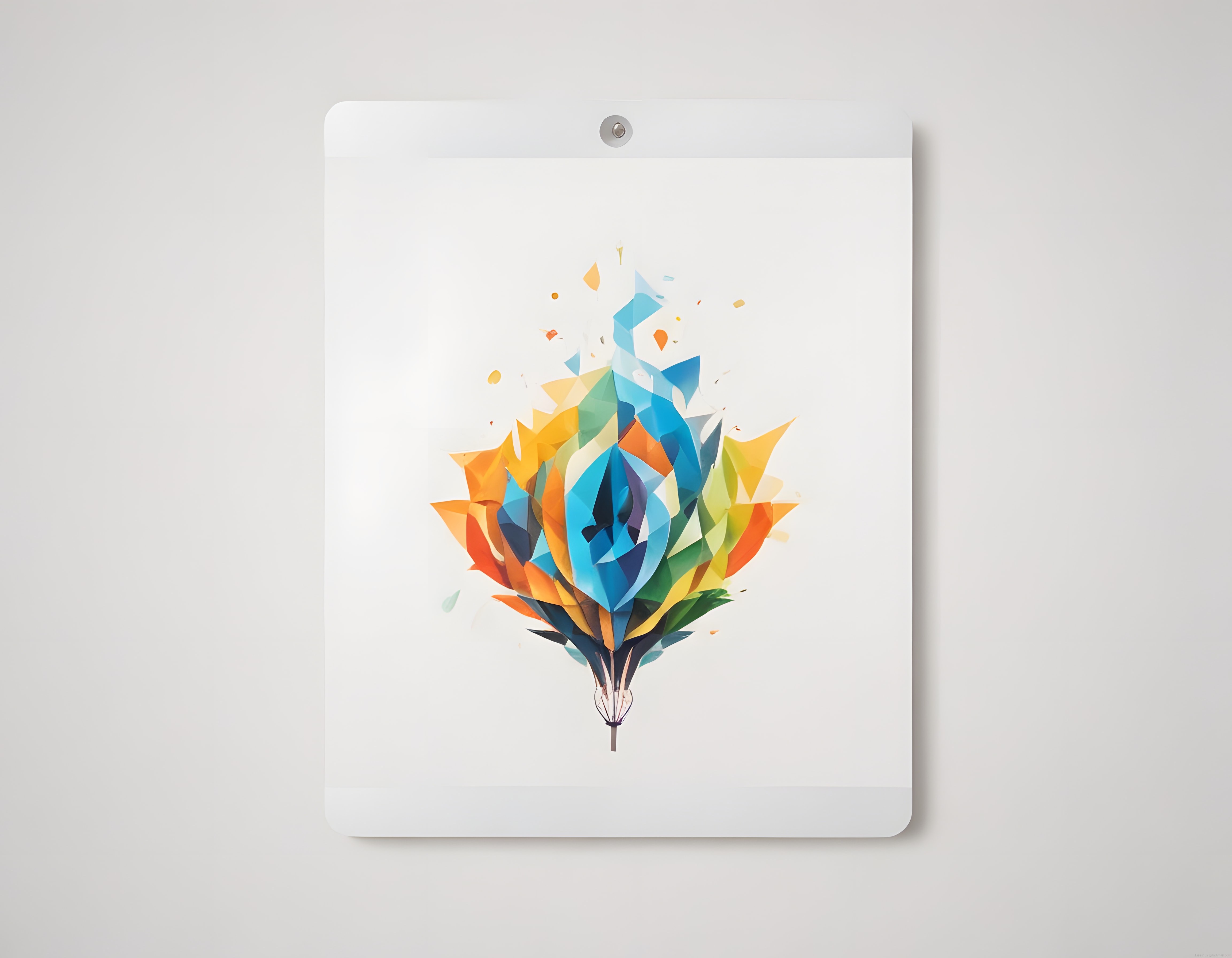 Geometrik Renkli Tüy Deseni ile Modern Duvar Posteri ve Dijital Sanat Çalışması