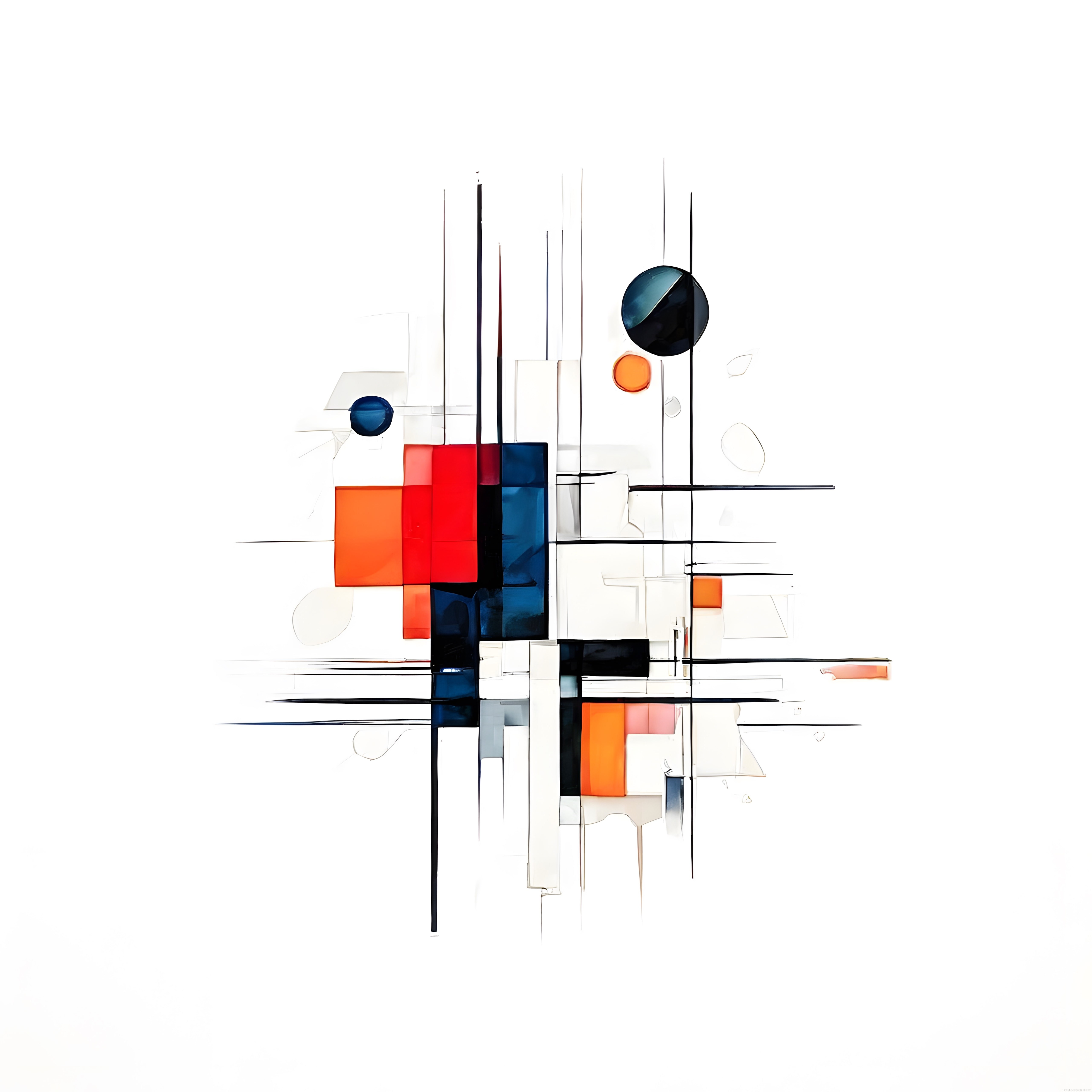 Geometrik Şekiller ve Soyut Çizgilerle Modern Minimalist Sanat Kompozisyonu