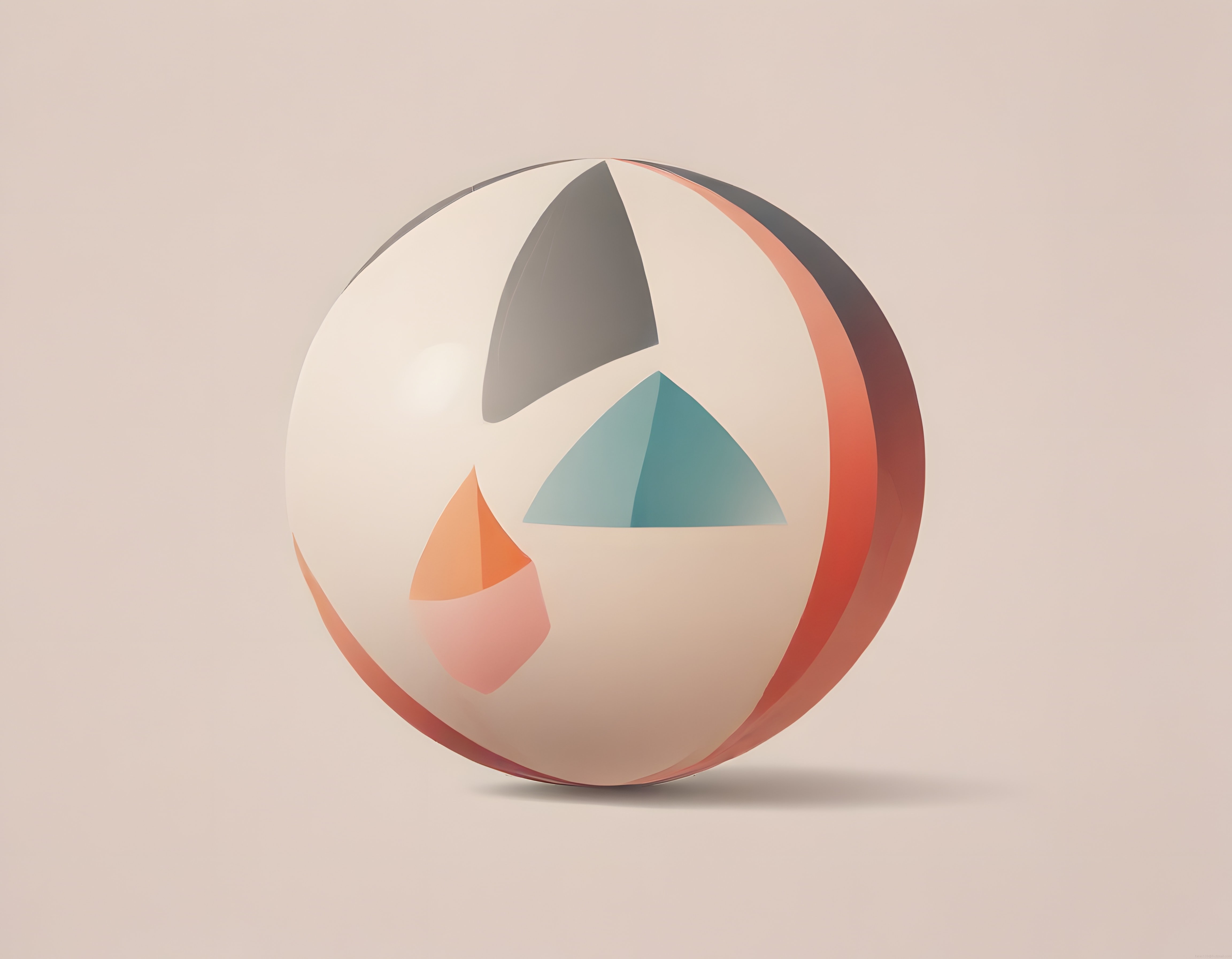 Geometrik Şekiller ve Yumuşak Renklerle Modern 3D Soyut Küre Sanatı