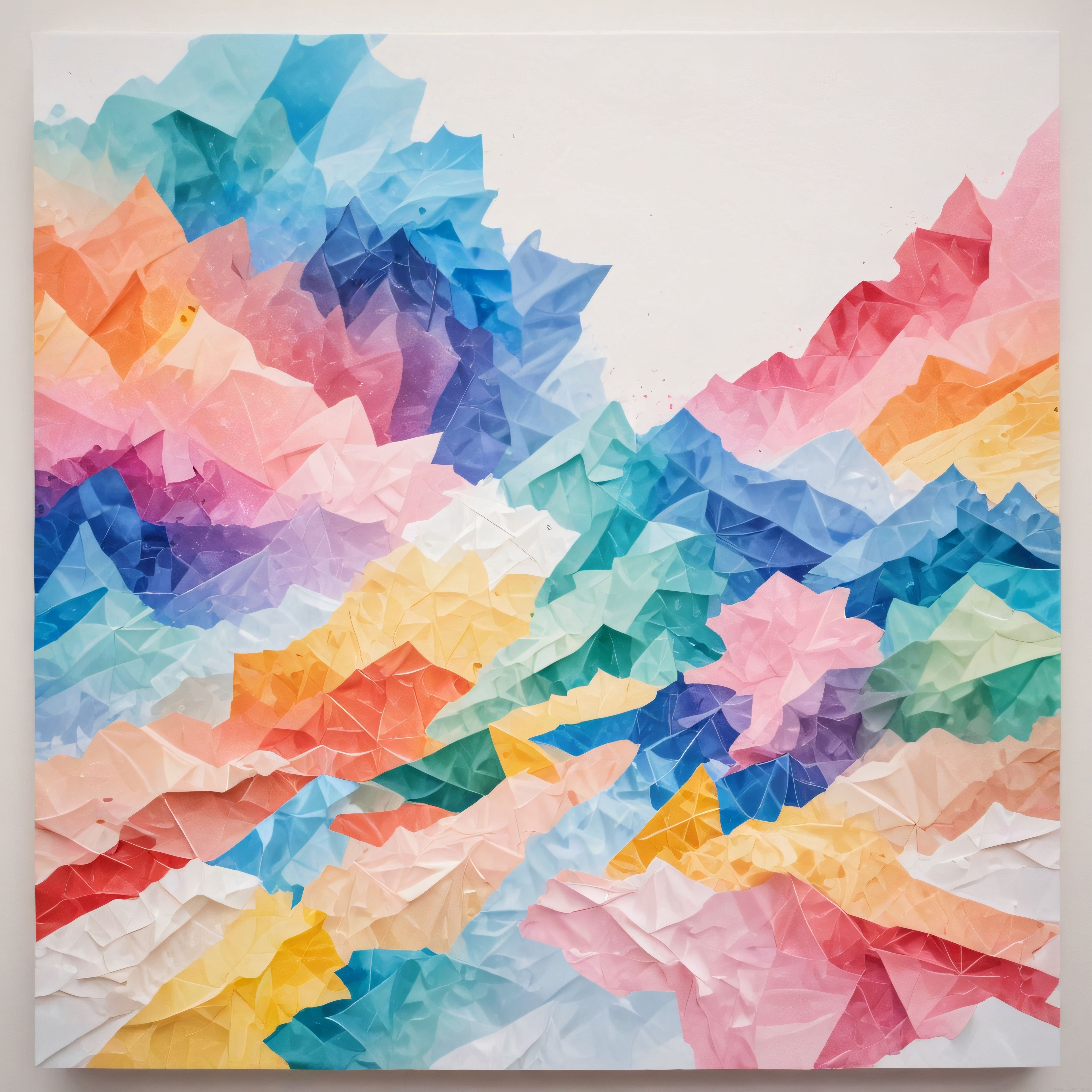 Geometrik Soyut Pastel Renkler Kristal Formlar Çağdaş Resim Sanatı