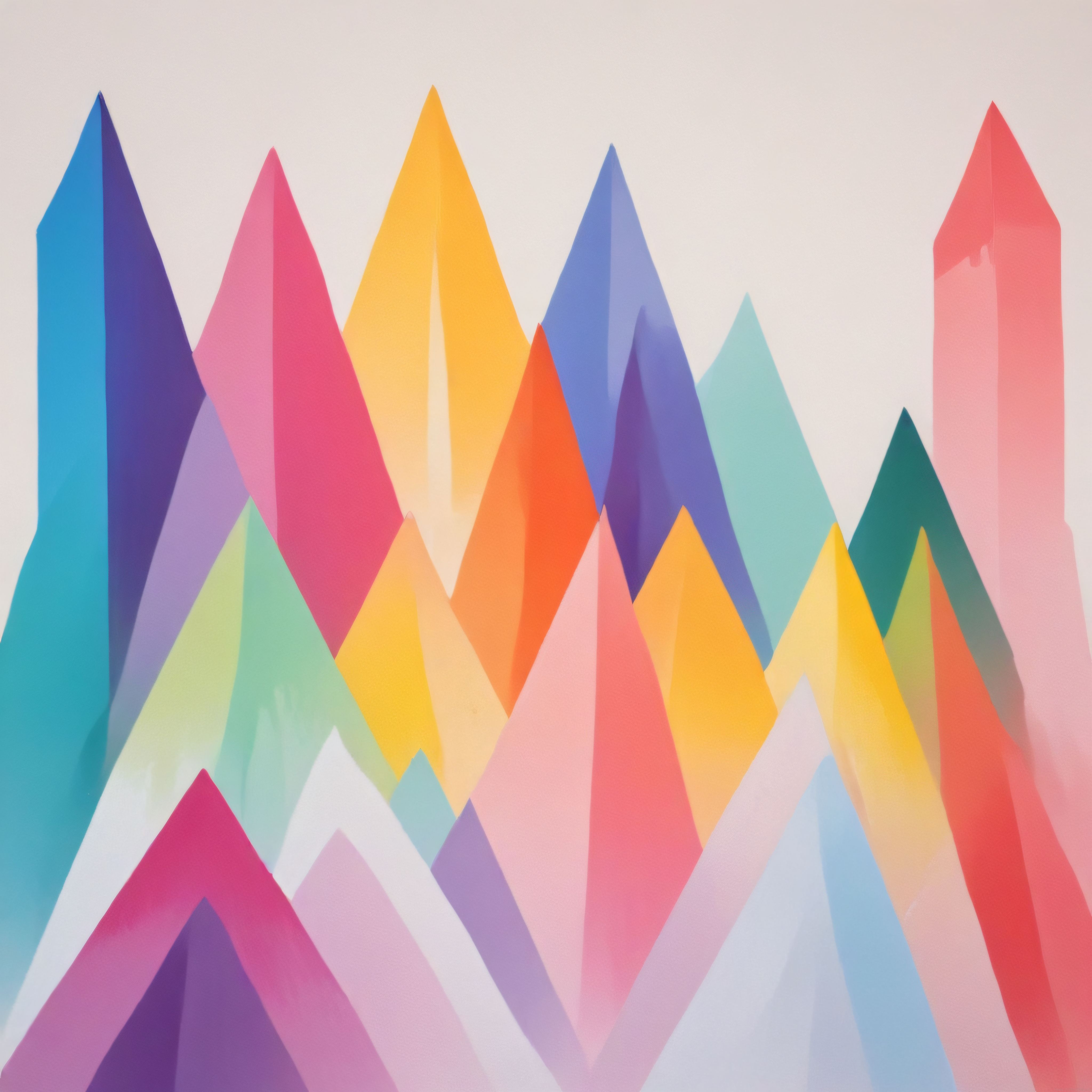 Geometrik Soyut Renkli Zirveler: Modern Minimalist Dijital Sanat Çalışması