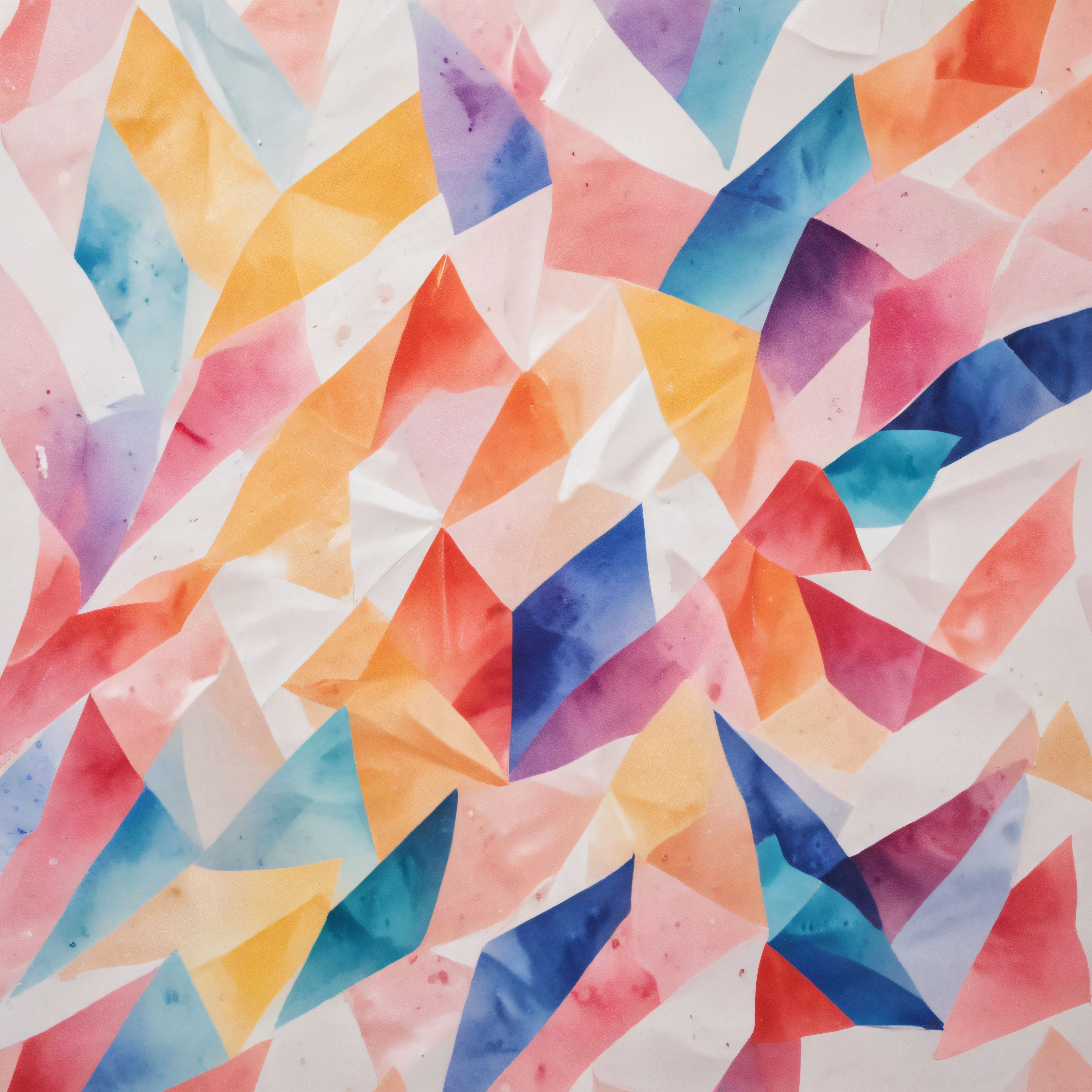 Geometrik Suluboya Desenleriyle Canlı Renklerin Buluştuğu Soyut Sanat