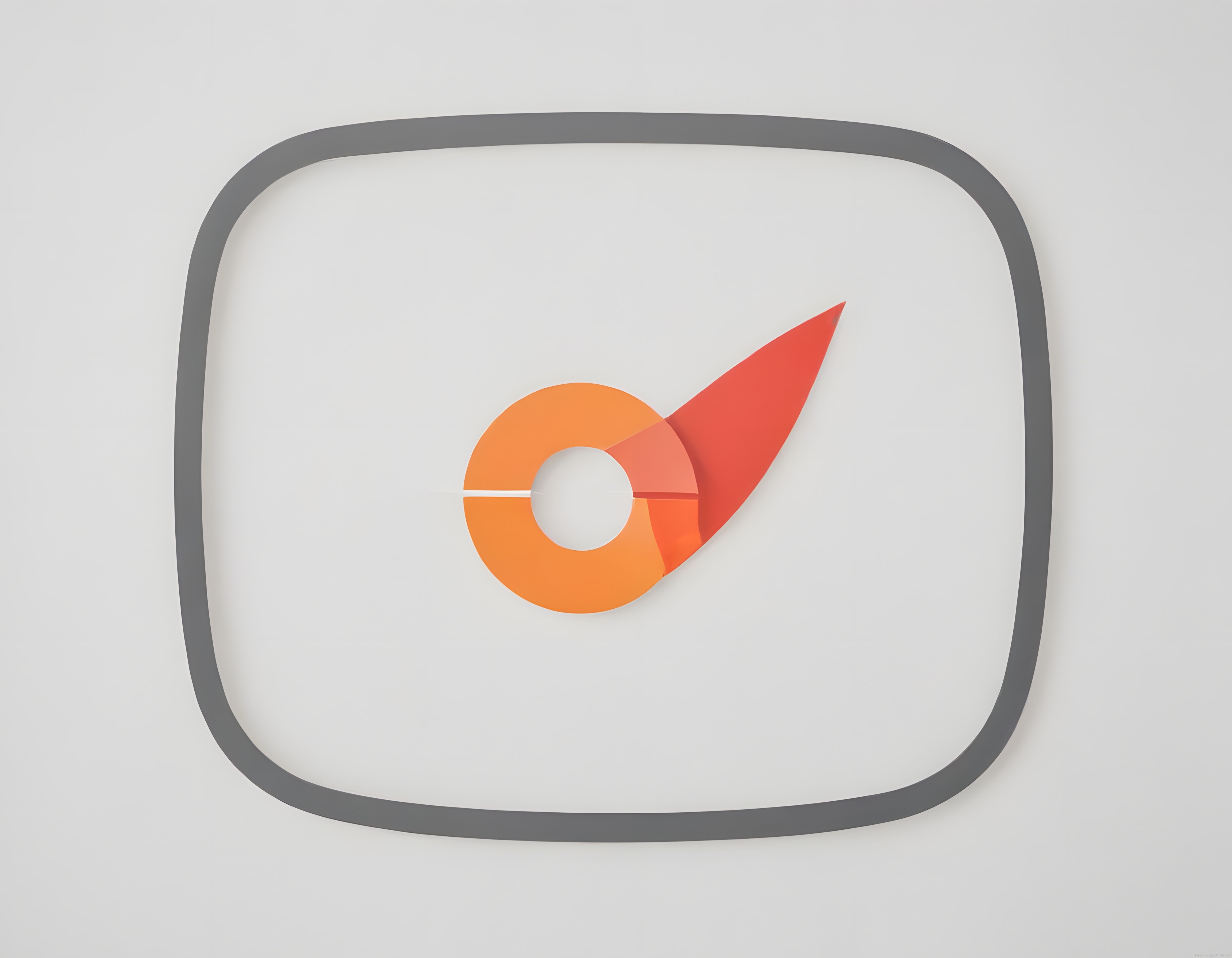 Geometrik turuncu simge ve gri yuvarlak çerçevede modern 3D logo tasarımı