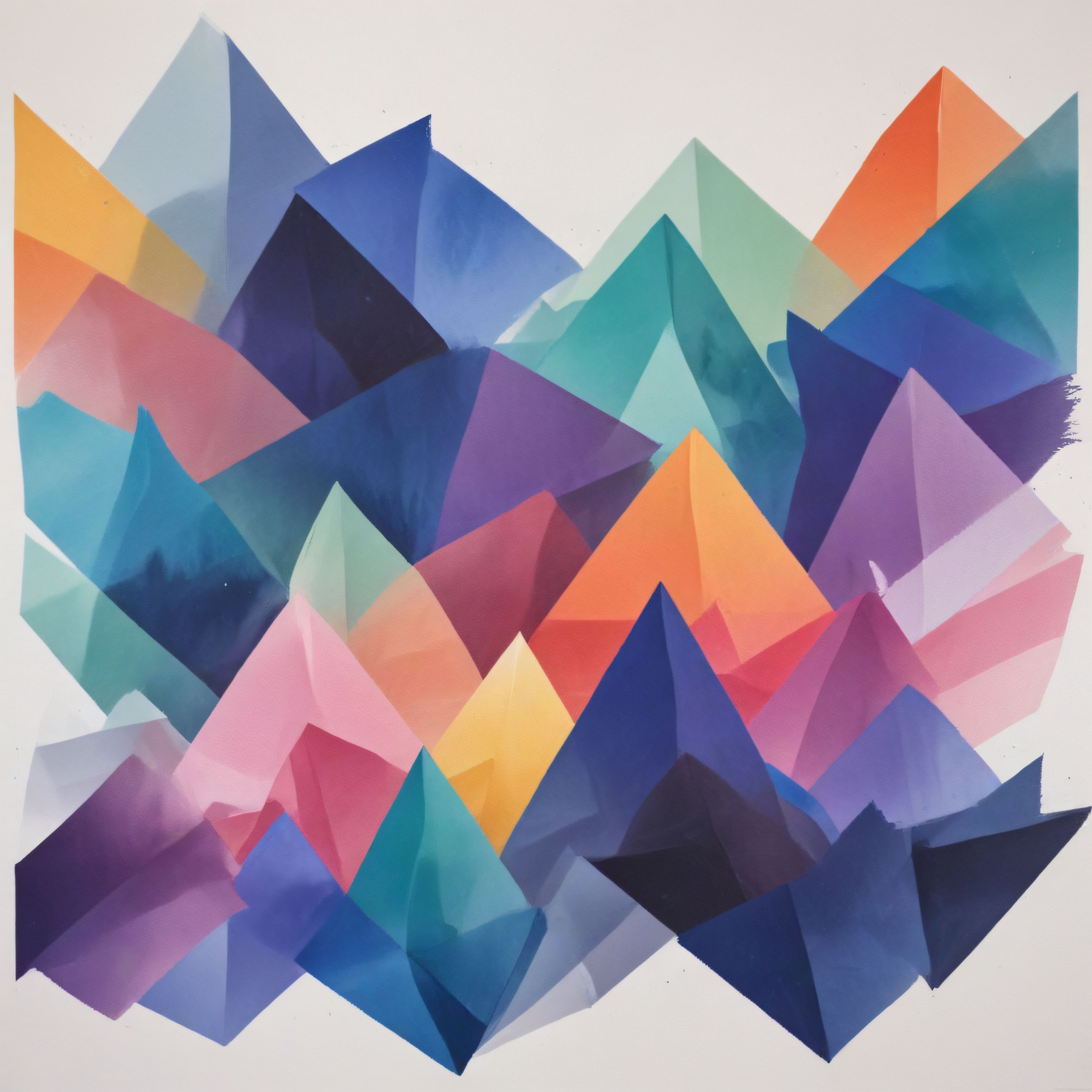Geometrik ve Renkli Soyut Suluboya Kompozisyonu: Modern Sanat Eseri