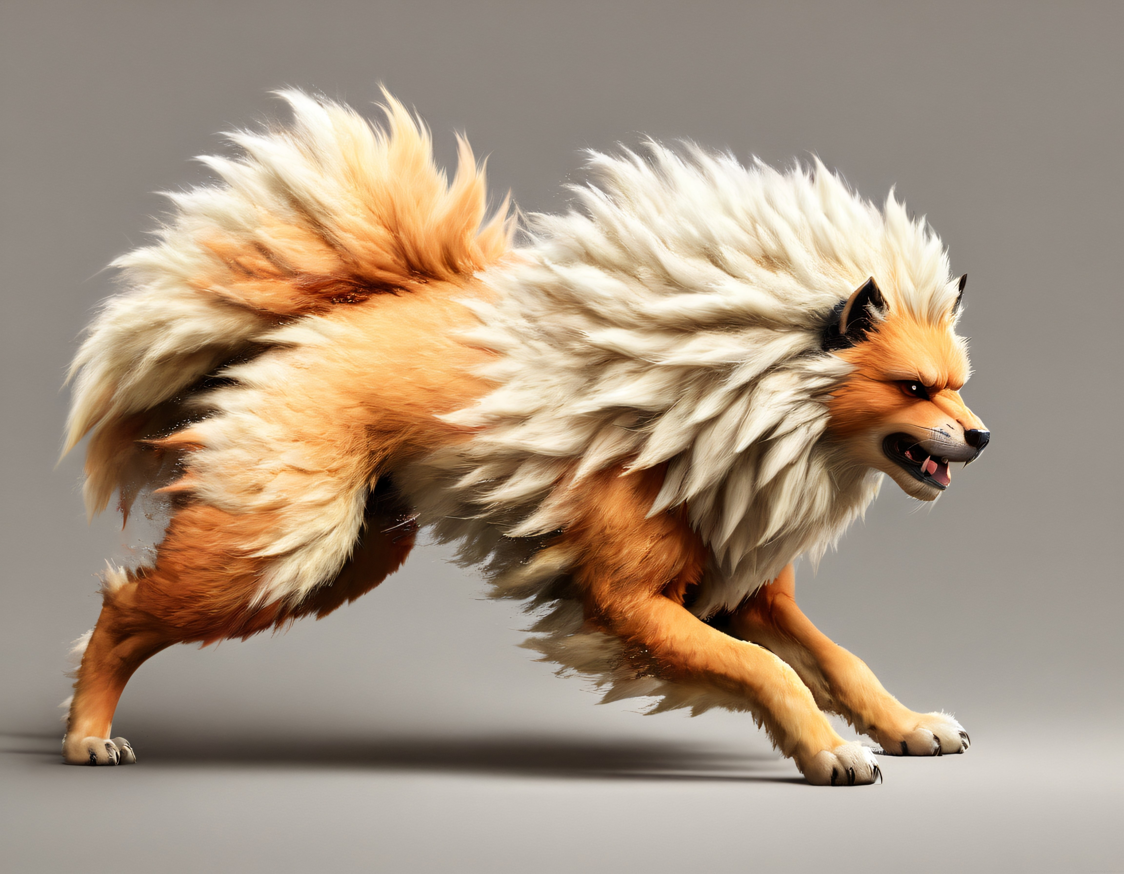 Gerçekçi Arcanine Tasarımı: Tüylü ve Güçlü Dijital Karakter Tasarımı