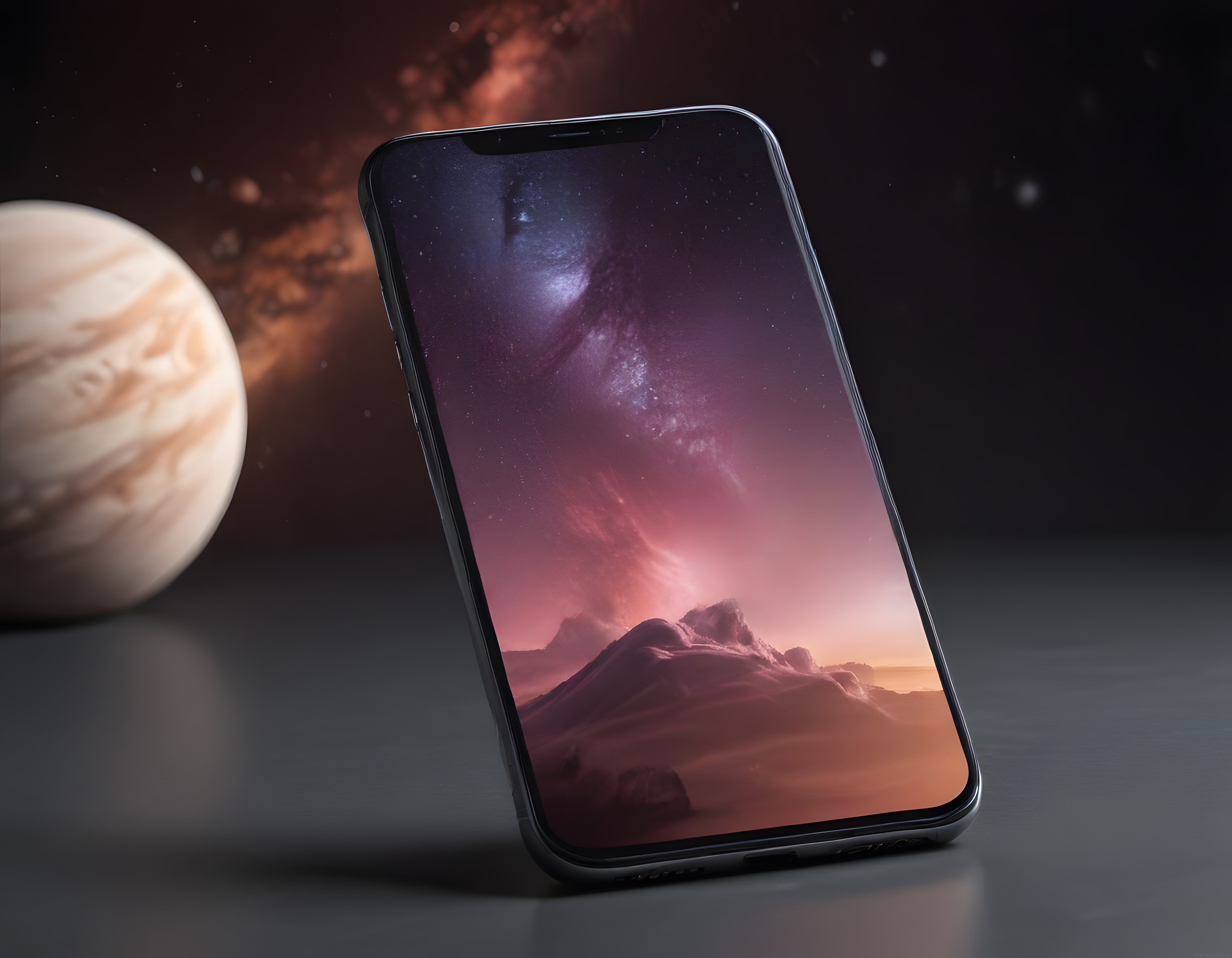 Gezegen ve Galaksi Manzaralı Uzay Temalı Akıllı Telefon Duvar Kağıdı Görseli