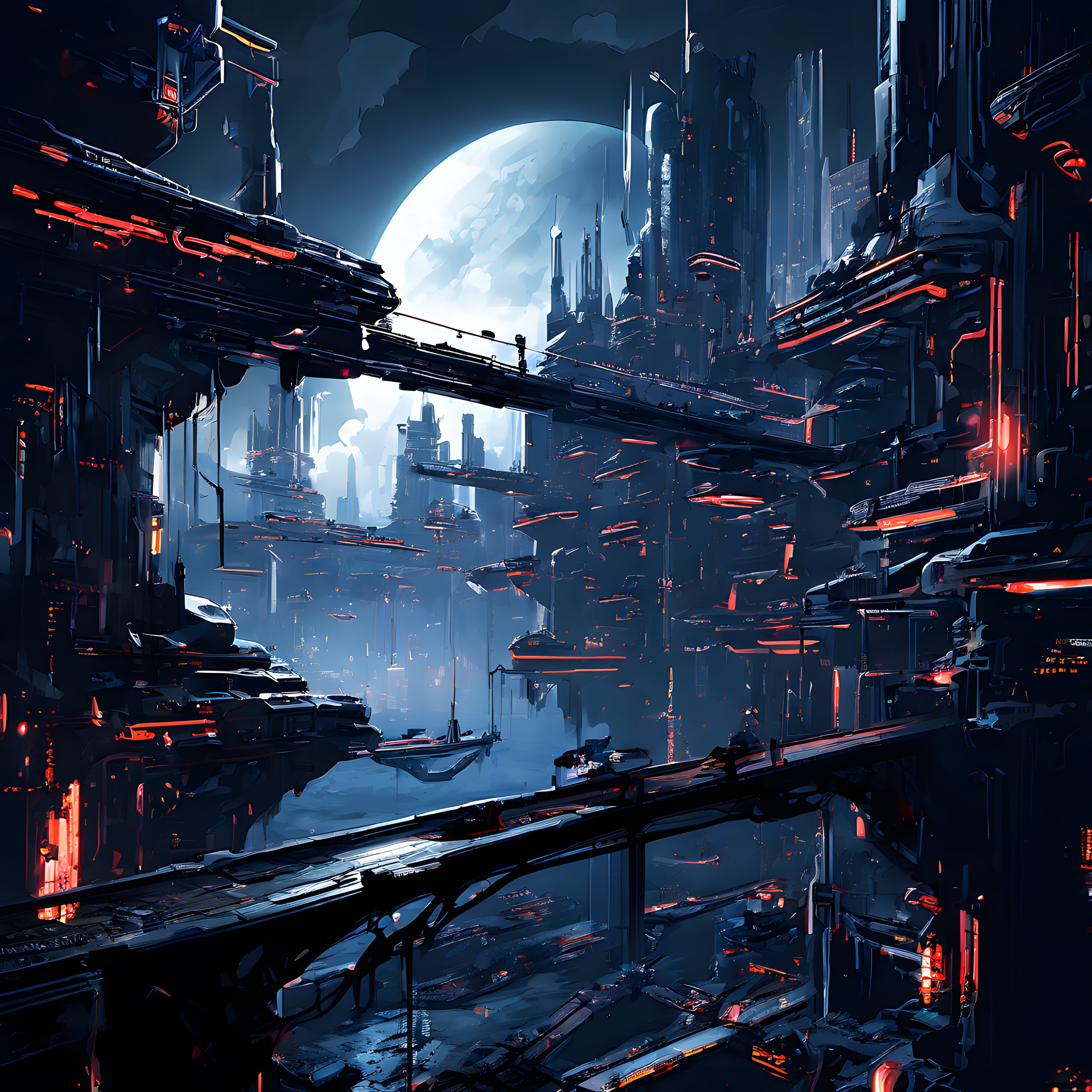 Gezegenin Gölgesinde Yükselen Cyberpunk Metropol: Neon Işıklı Gelecek Şehri