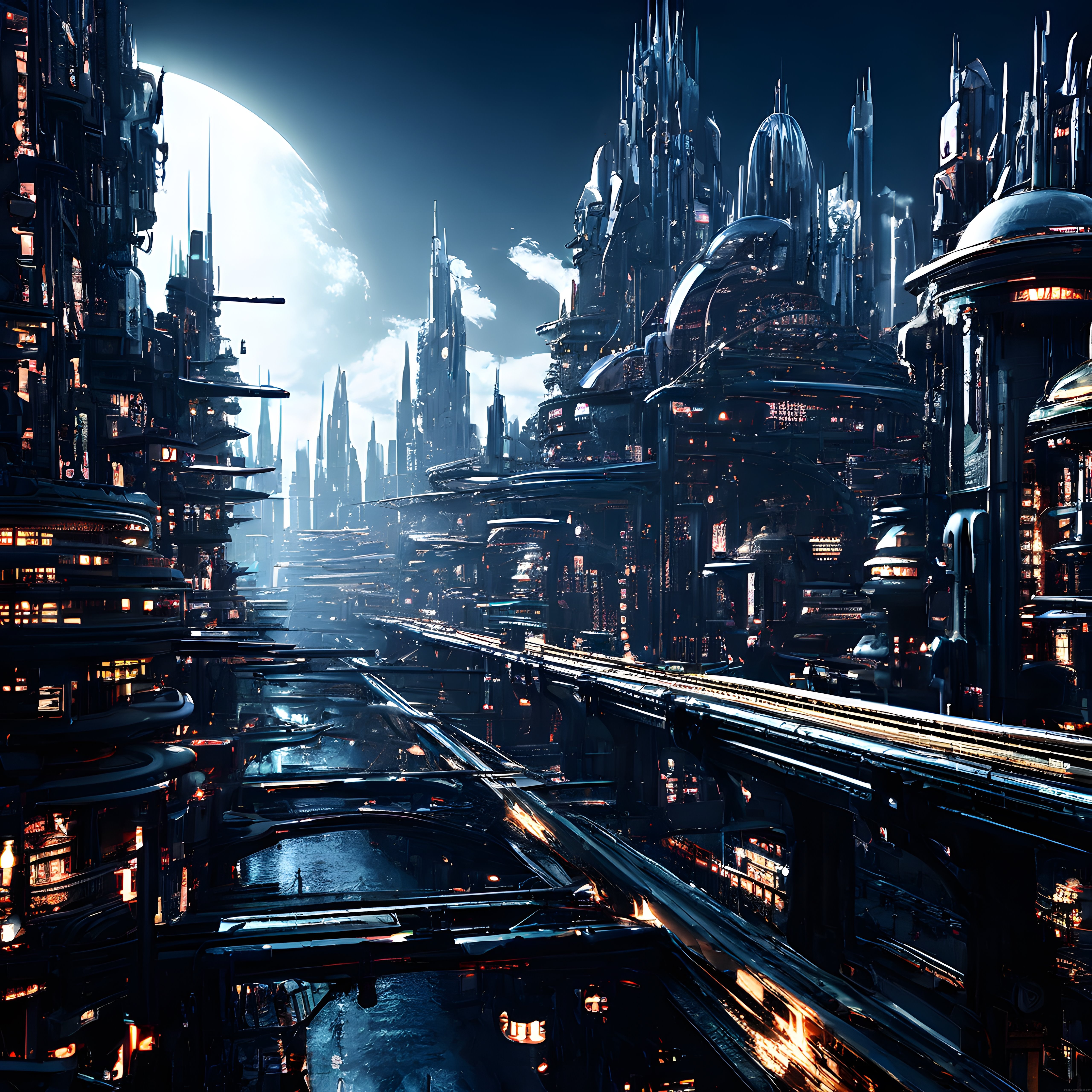 Gezegenin Gölgesindeki Cyberpunk Şehir: Geleceğin Neon Işıklı Metropol Manzarası