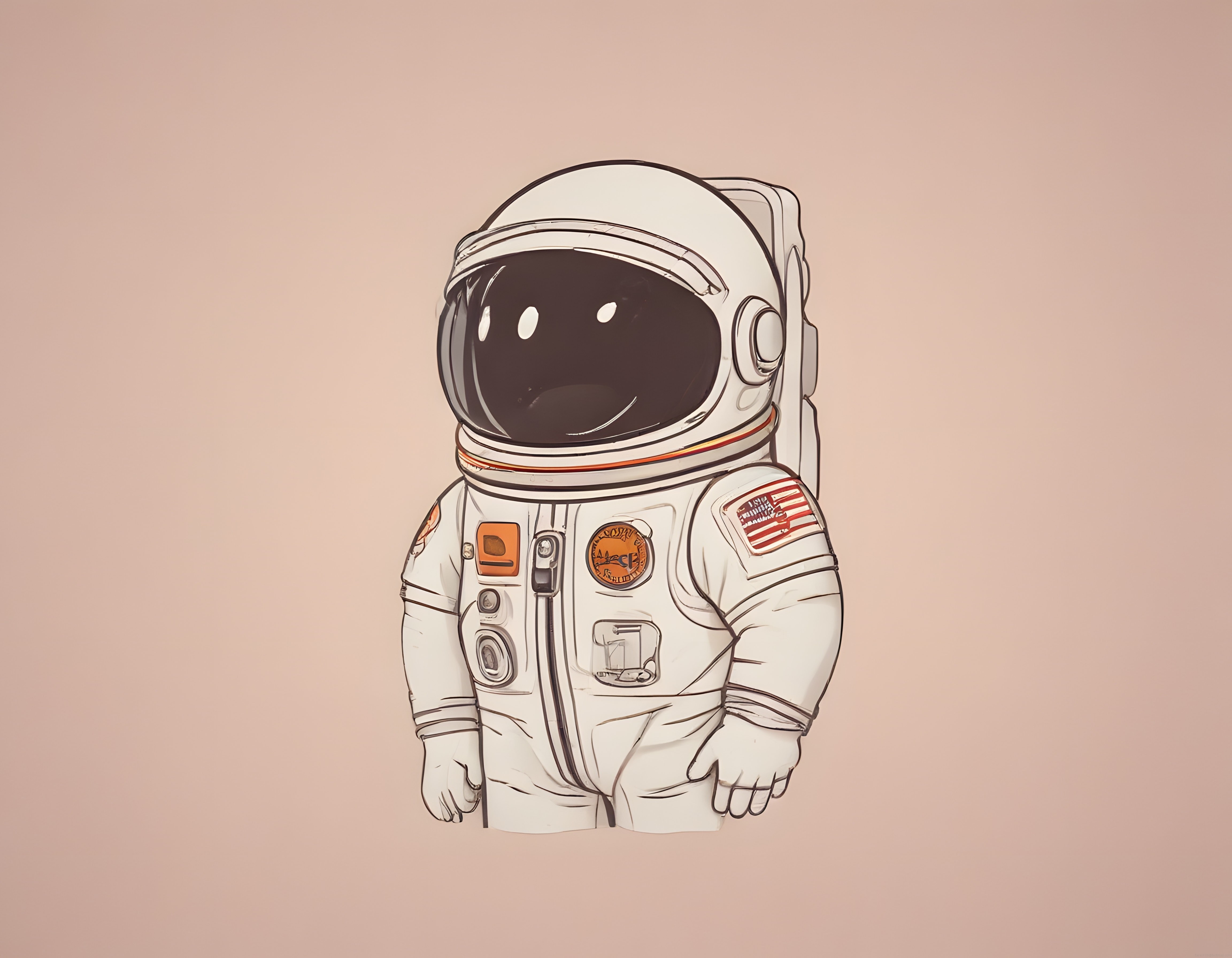 Gezegenler Arası Yolculuk: Pembe Arka Planda Sevimli Astronot Çizimi