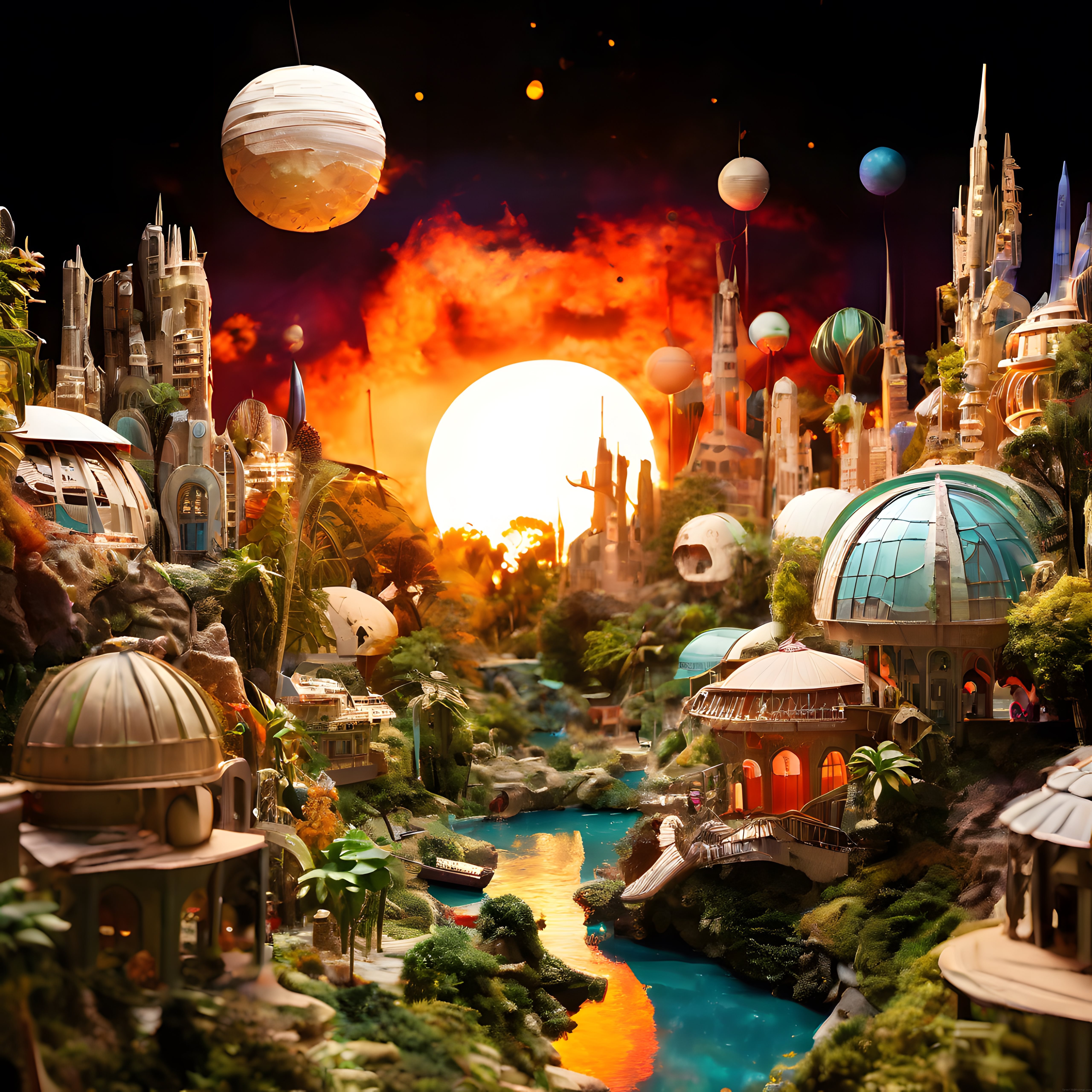 Gezegenlerin Gölgesinde Geleceğin Şehri: Bilim Kurgu Diorama ve Uzay Manzarası